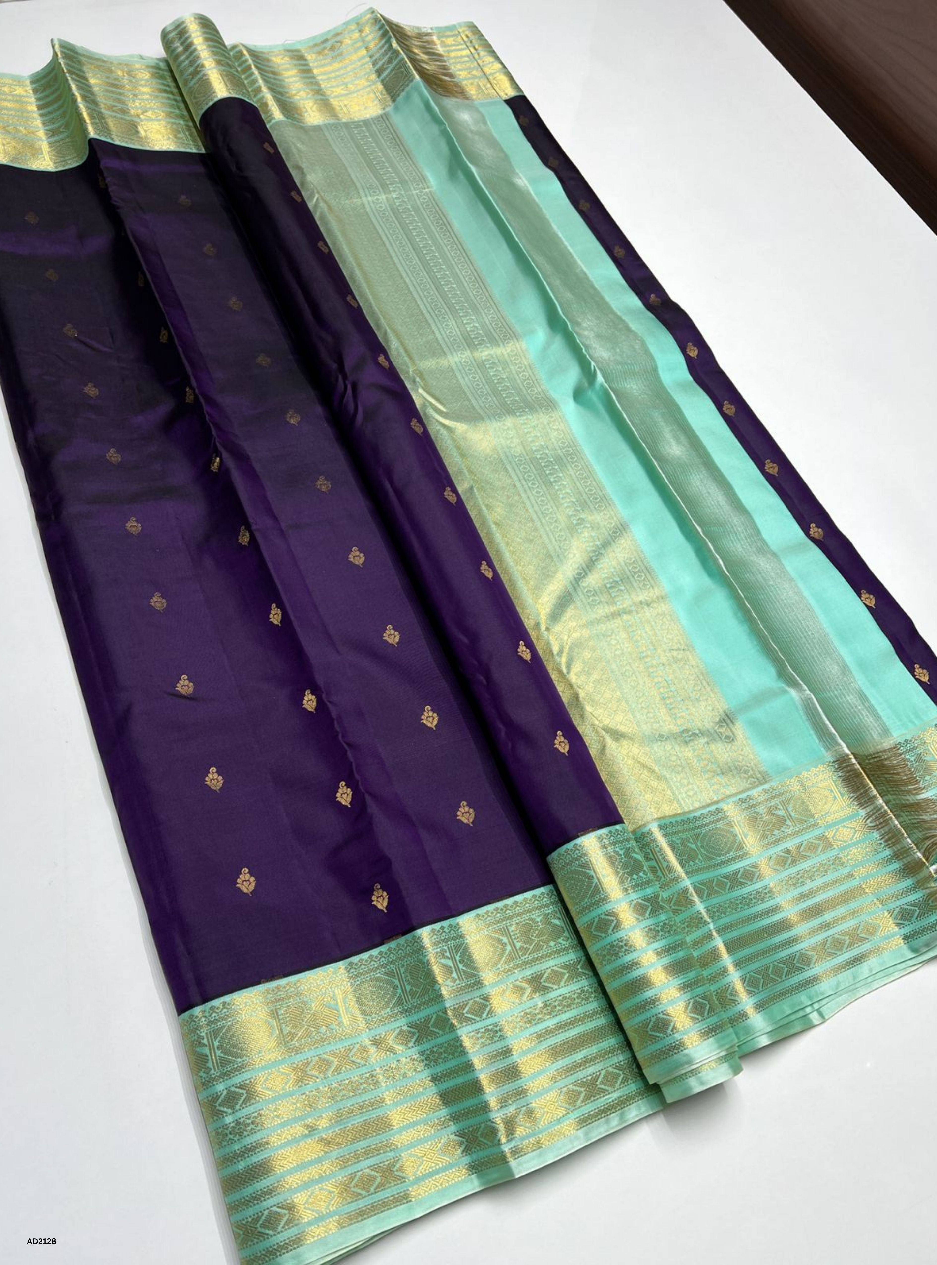 Violet & Ice Blue - Soft Silk Saree