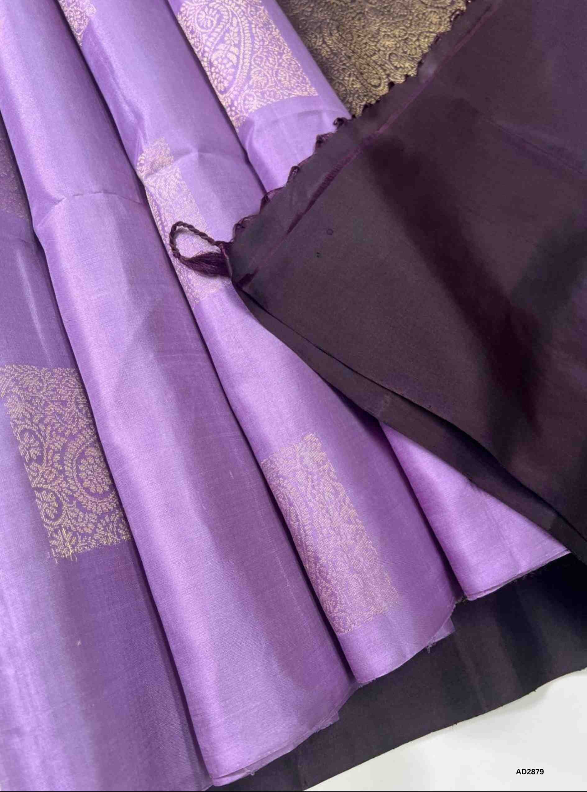 Lilac & Dark Jammun - Soft Silk Saree