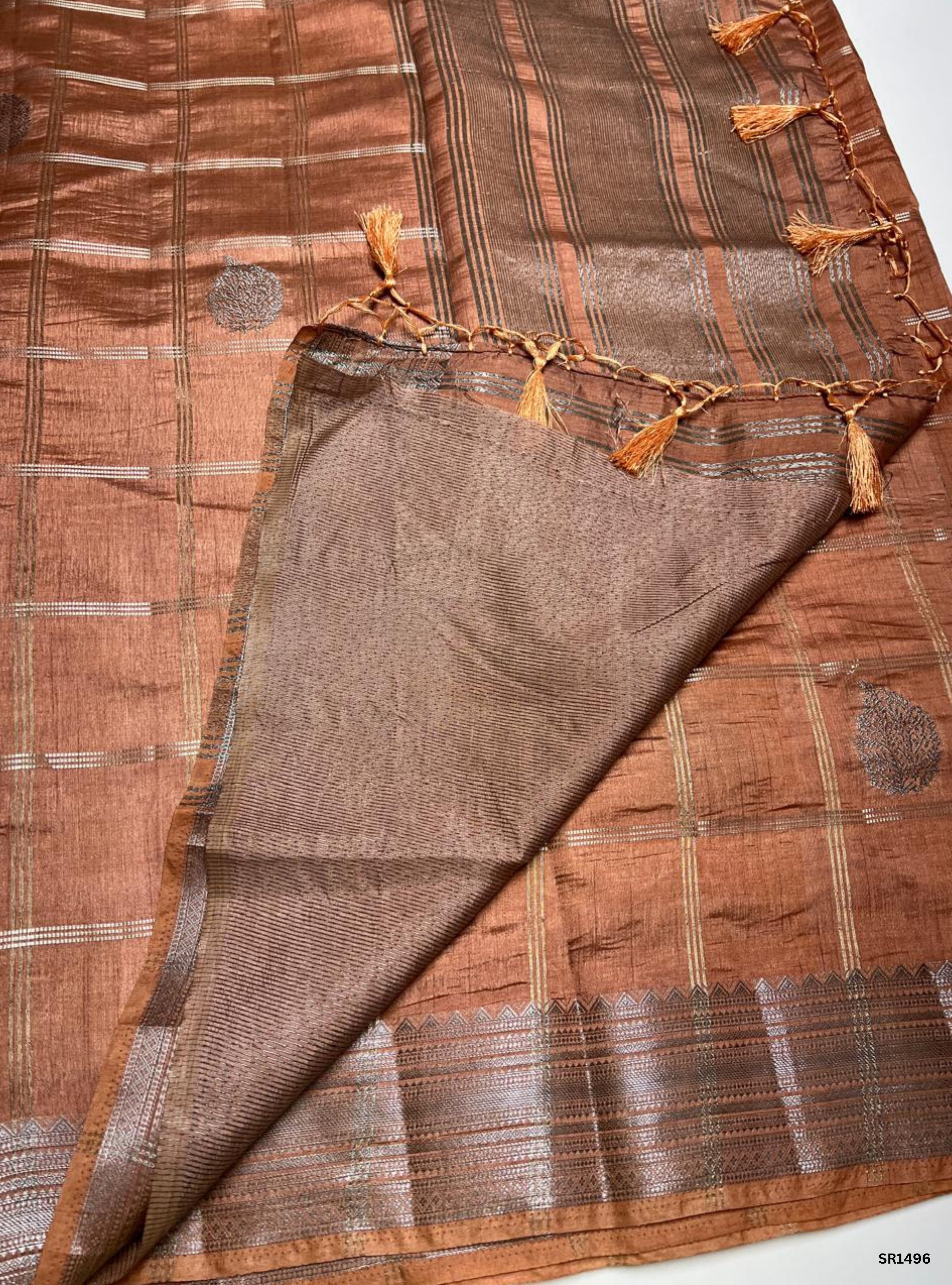 Creamy Peach - Semi Tussar Saree