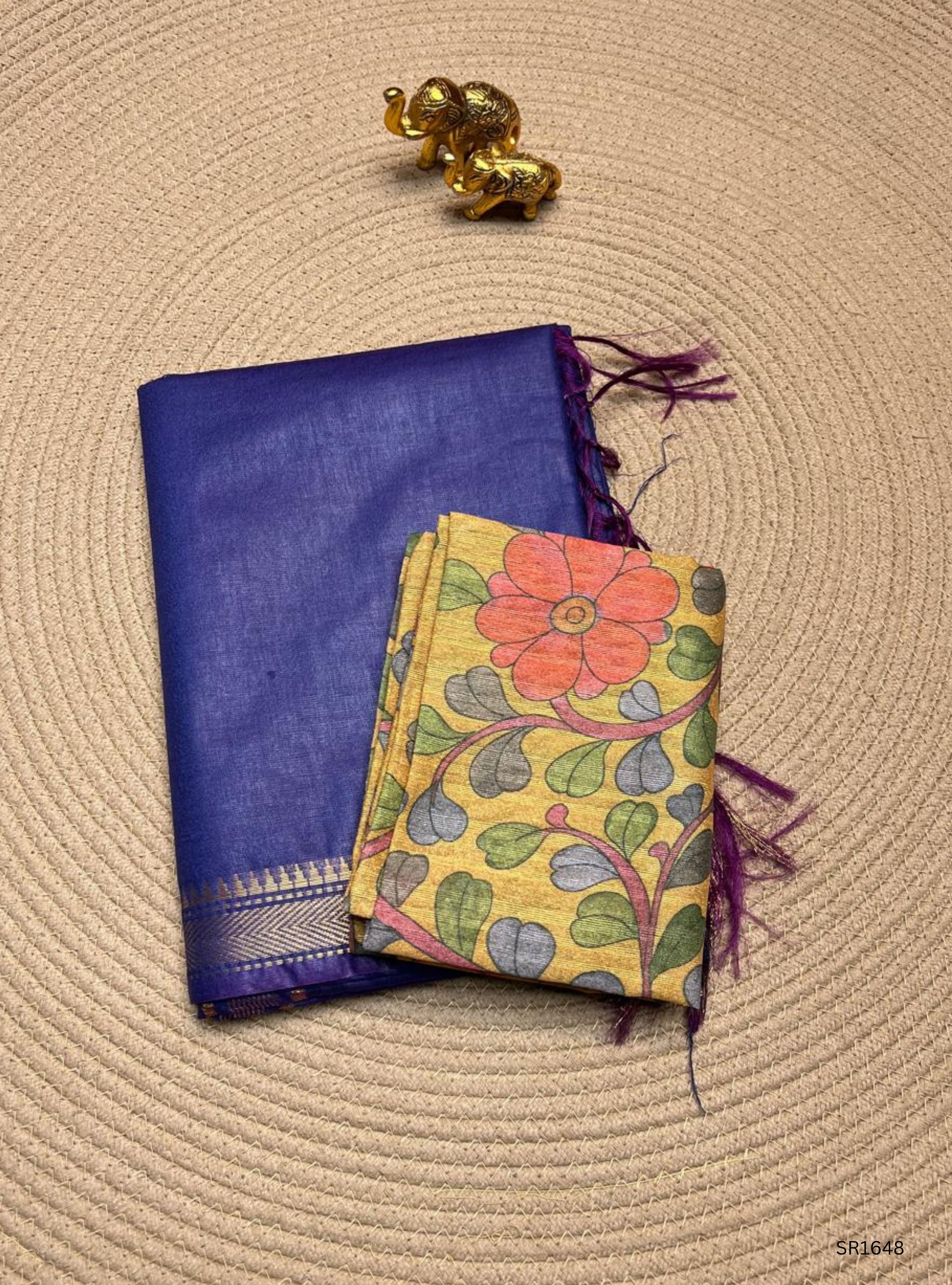 Purple - Moonga Silk Saree