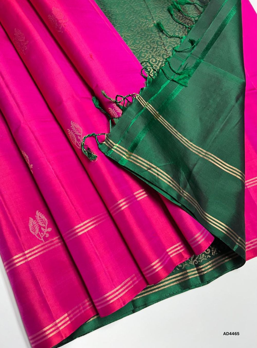 Pink & Green - Soft Silk Saree