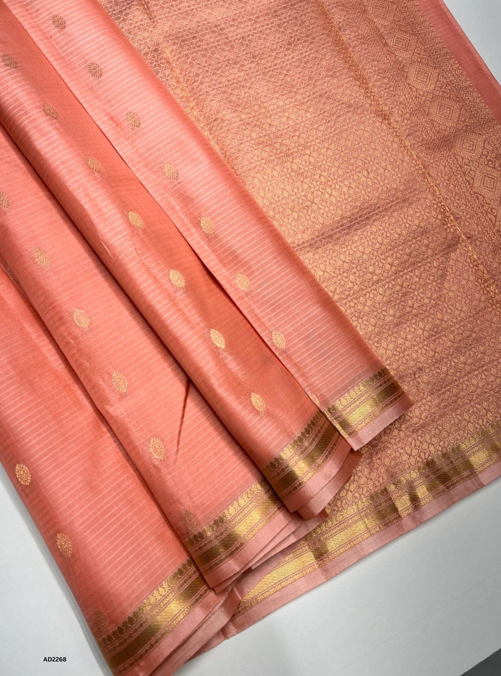 Light Peach Rose - Soft Silk Saree