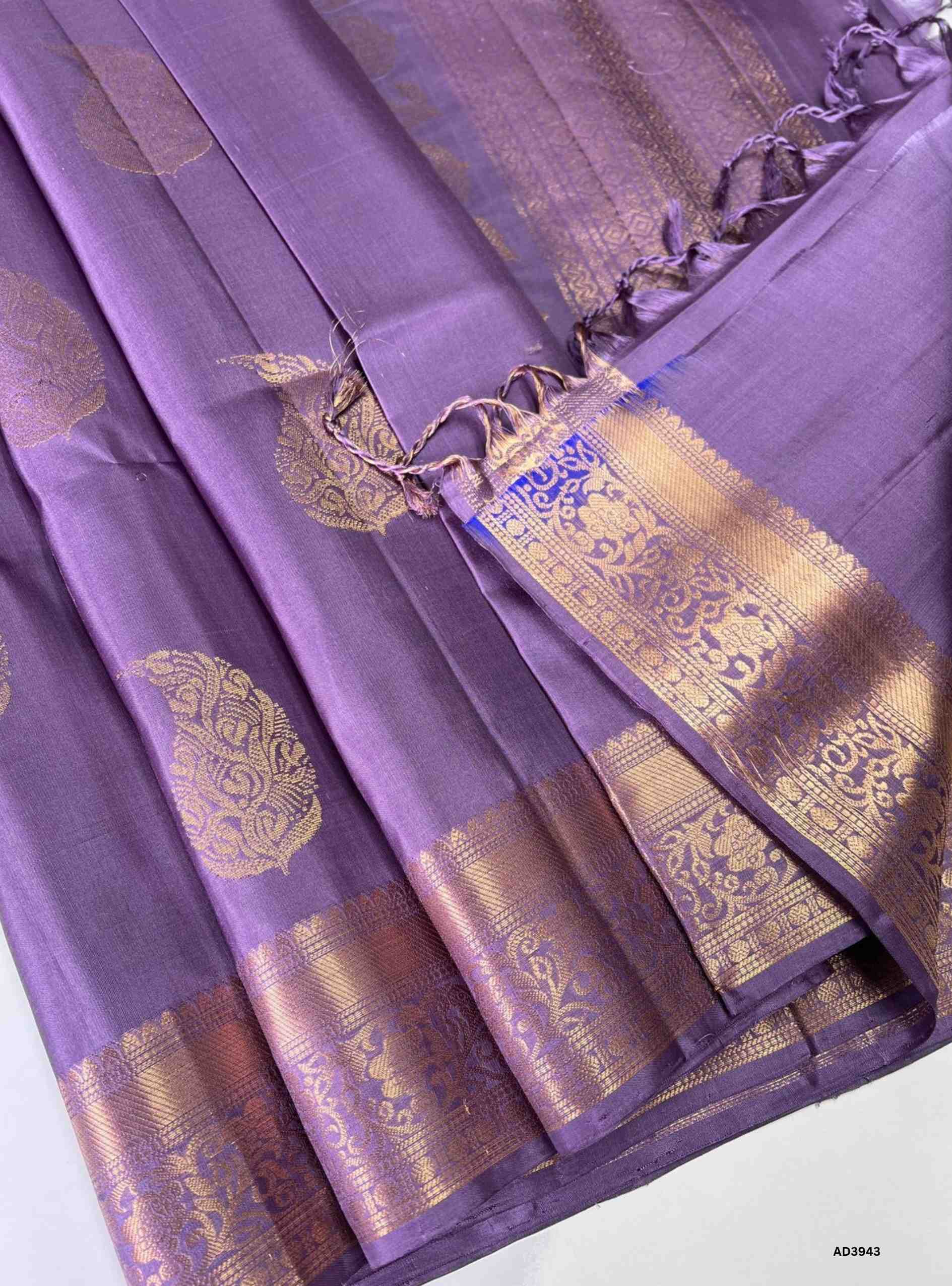 Dark Lavander - Kanchi Border Soft Silk Saree