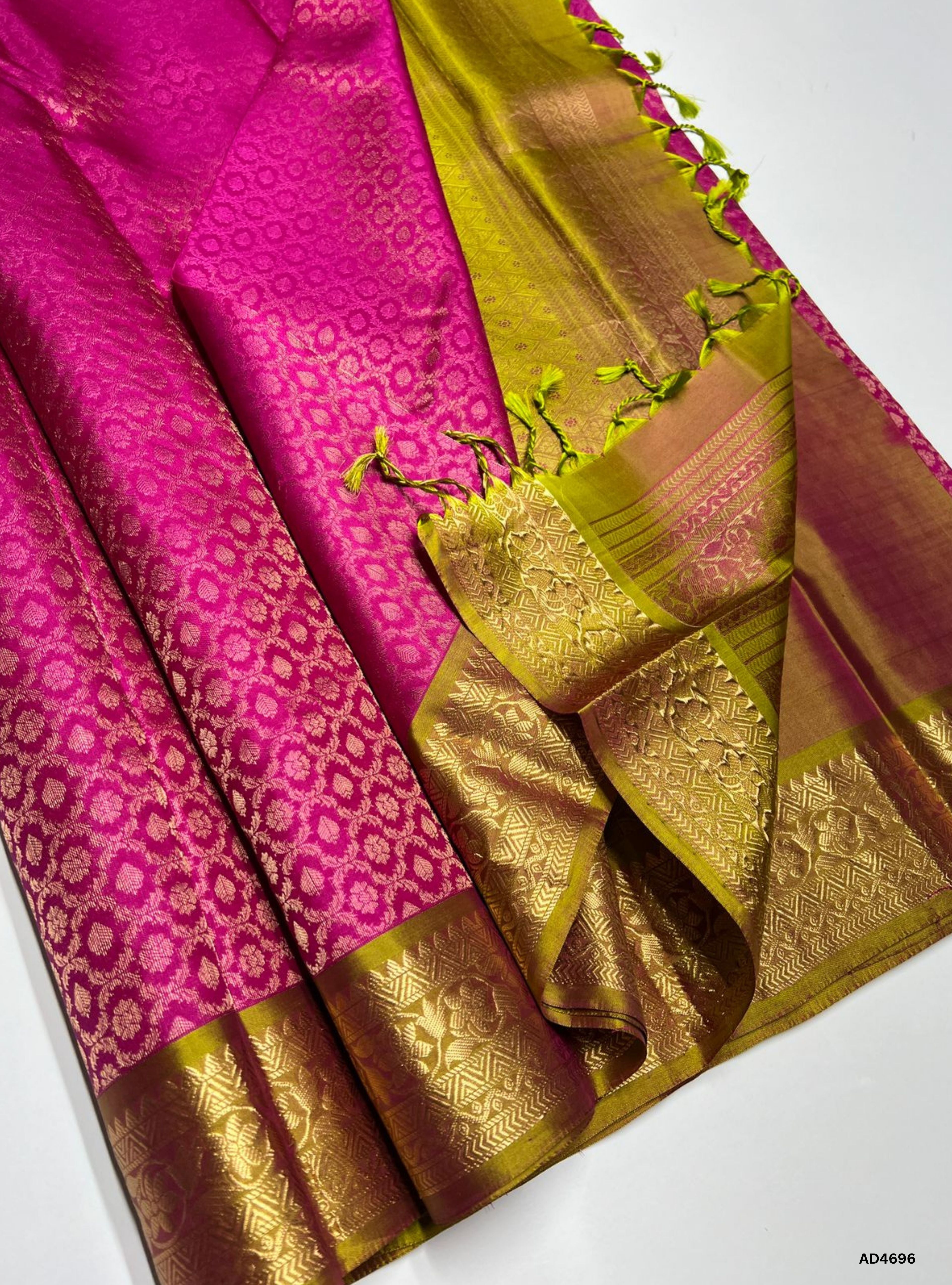 Pink & Golden - Empose Kanchi Border Soft Silk Saree