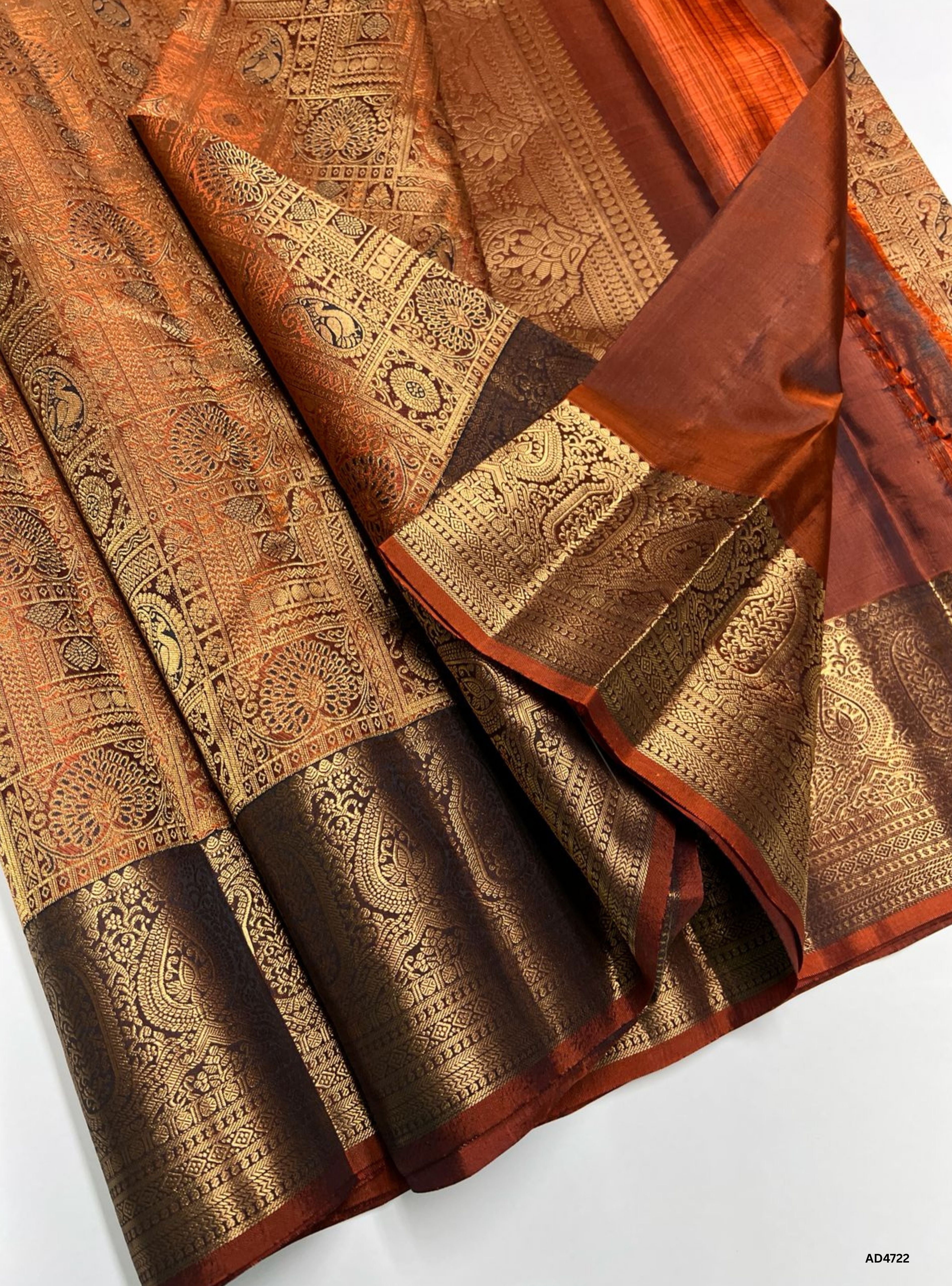 Rust - Kanjeevaram Bridal Saree