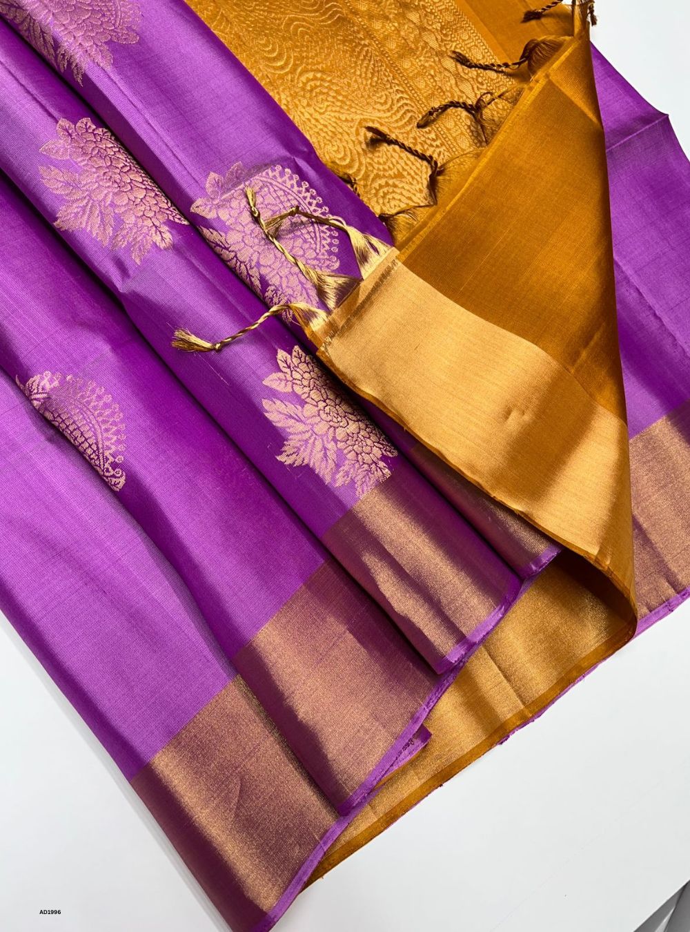 Lavender & Mustard Yellow - Soft Silk Saree