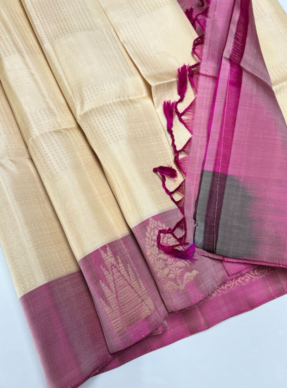 Sandal & Pink - Soft Silk Saree Minor Damage