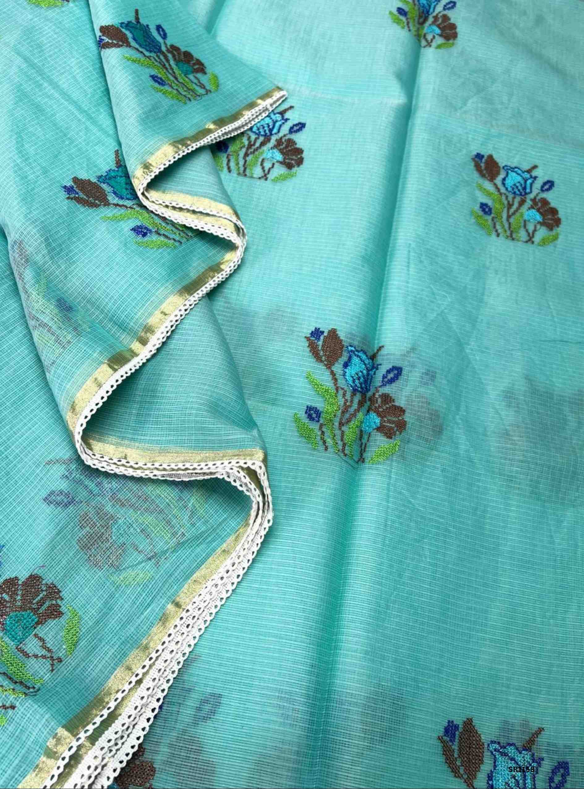 Aqua - Embroidered Pure Kota Cotton Saree