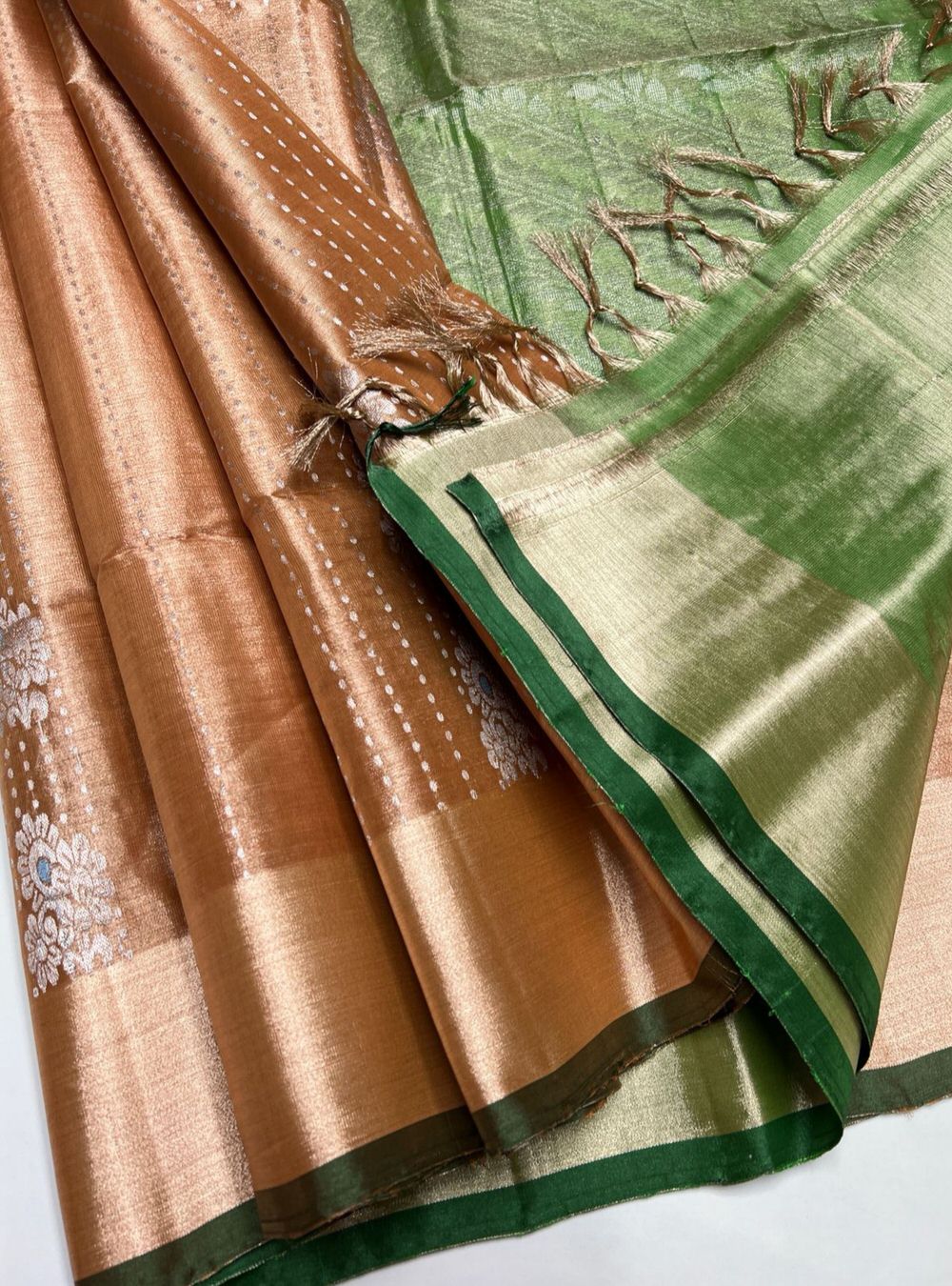 Sandal & Green - Tissue Uppada Saree