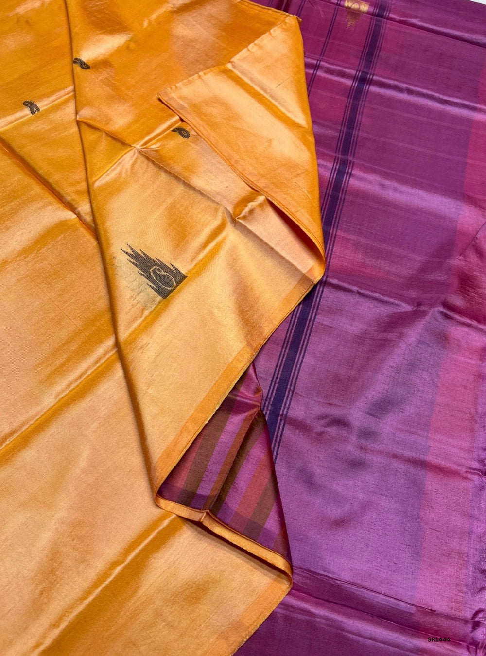 Rose Milk Pink & Mango Yellow - Vazhainaar Pattu