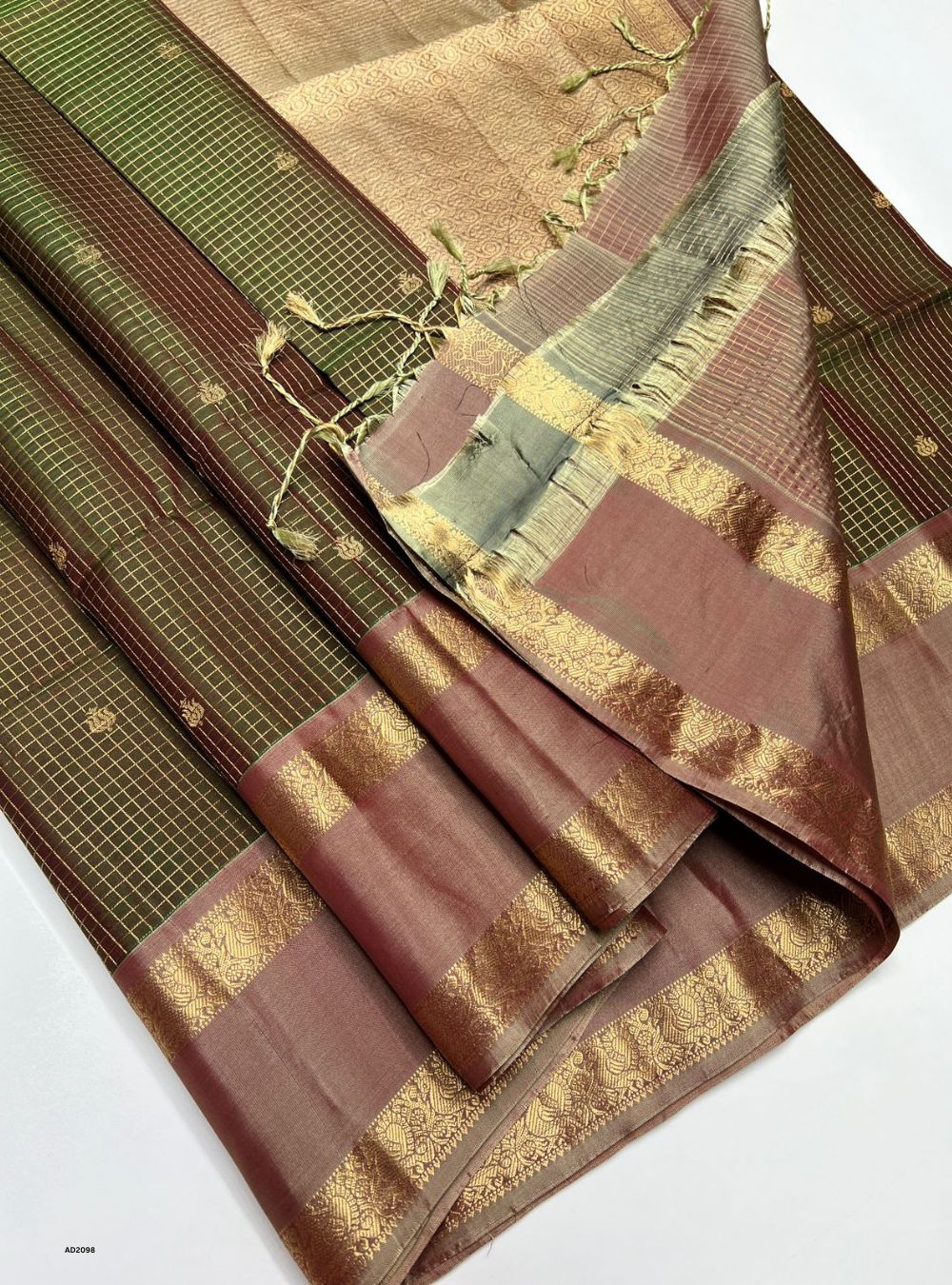 Dual Tone Green & Mauve Pink - Soft Silk Saree