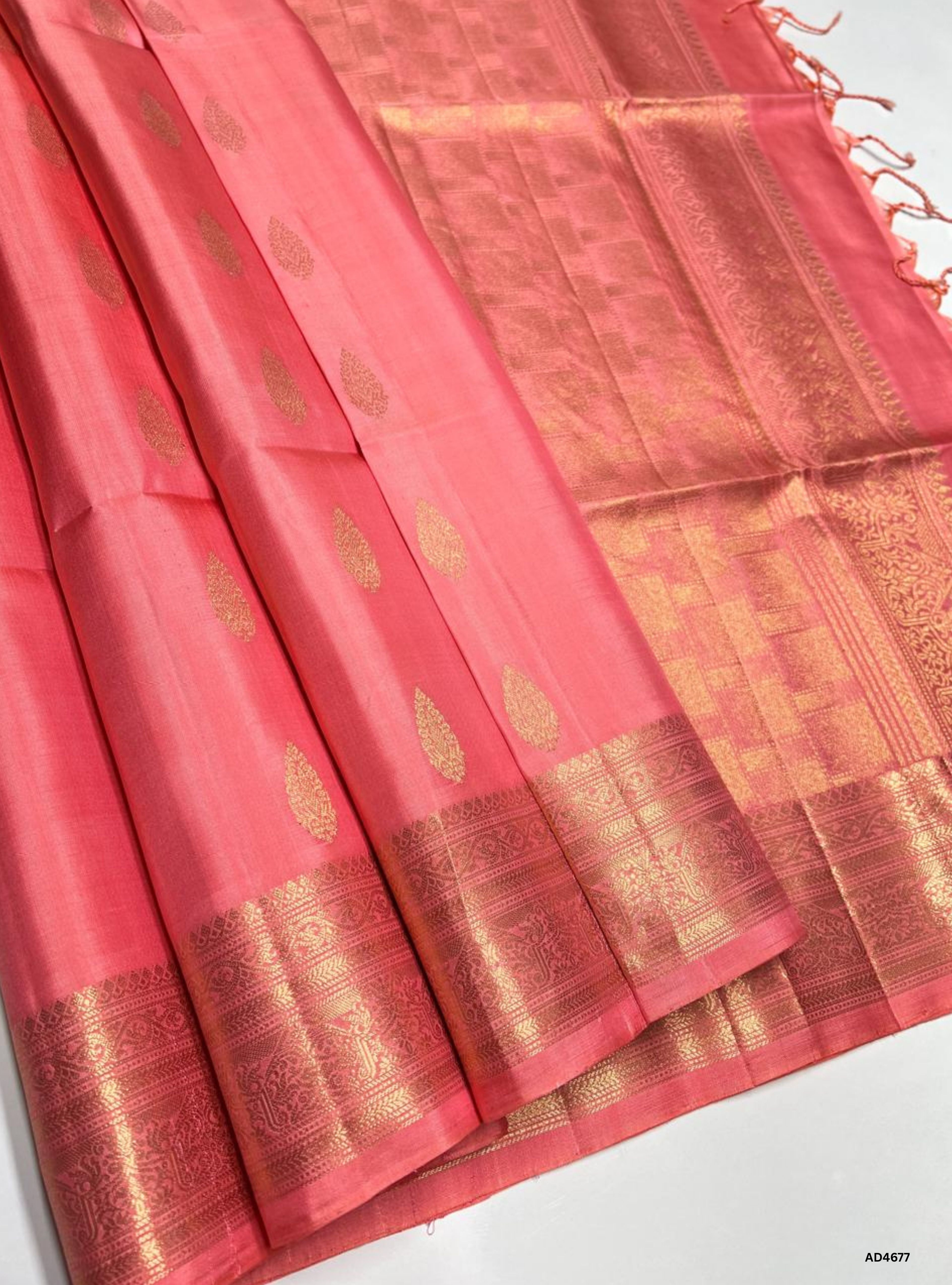 Peach - Kanchi Border Soft Silk Saree
