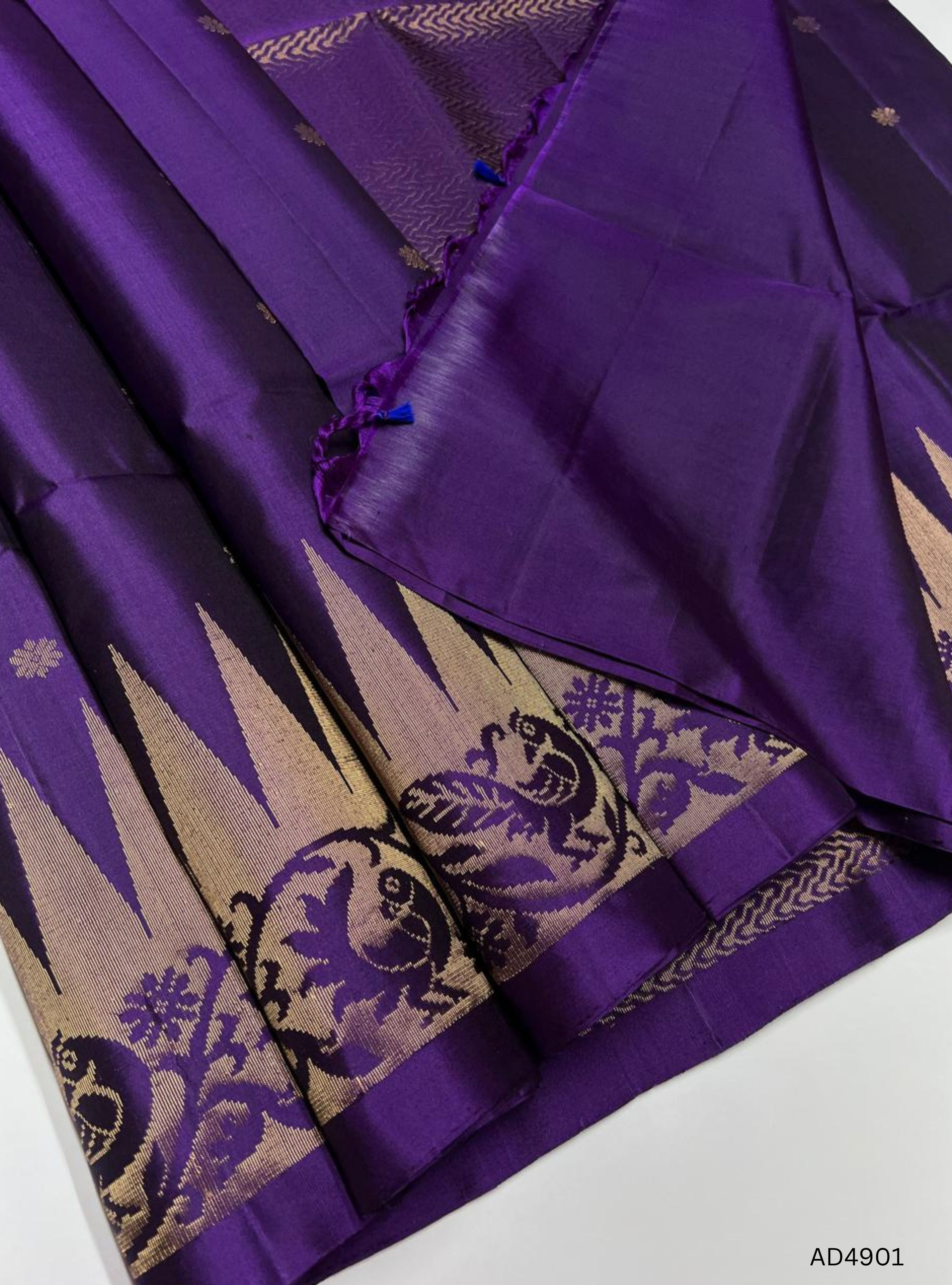 Purple - One Side Fancy Border Soft Silk Saree