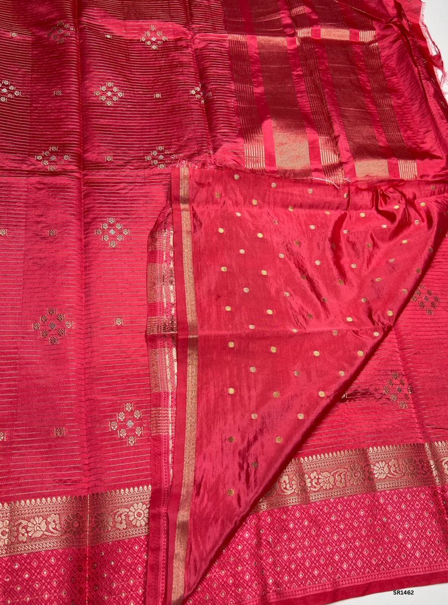 Pink - Semi Banaras Silk Saree