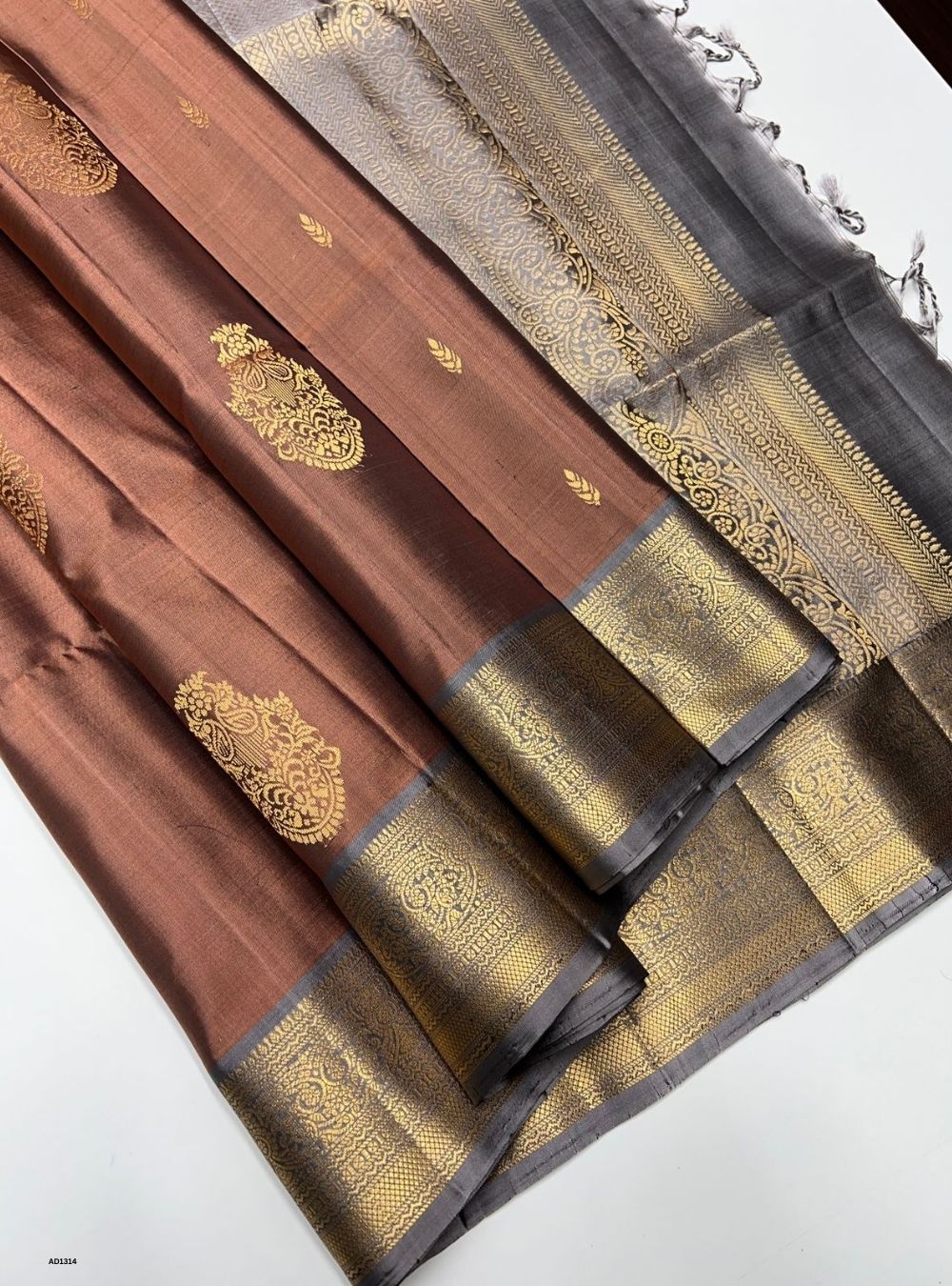 Coco Brown & Silver - Soft Silk Saree
