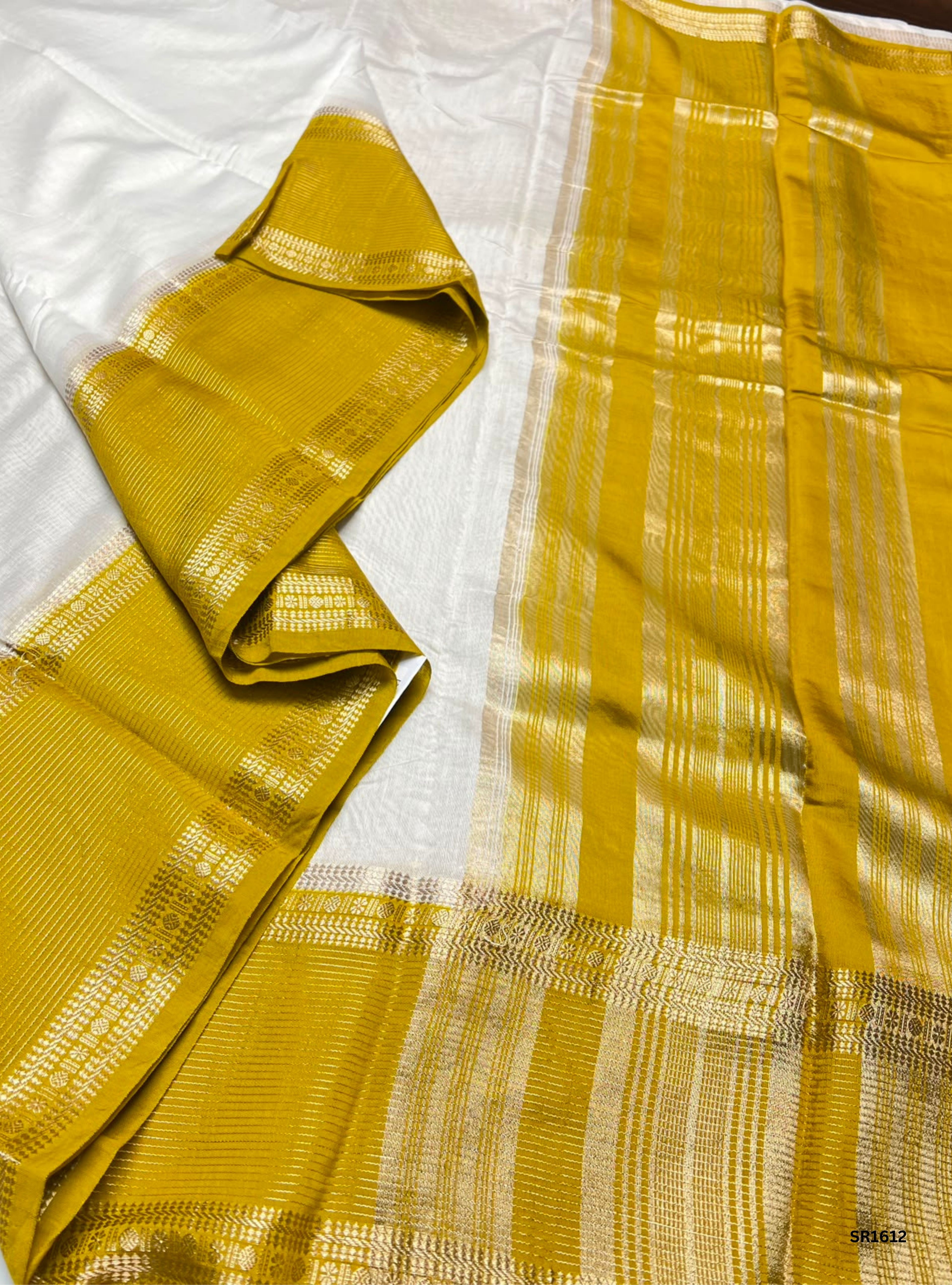 White & Yellow - Binny Silk Saree