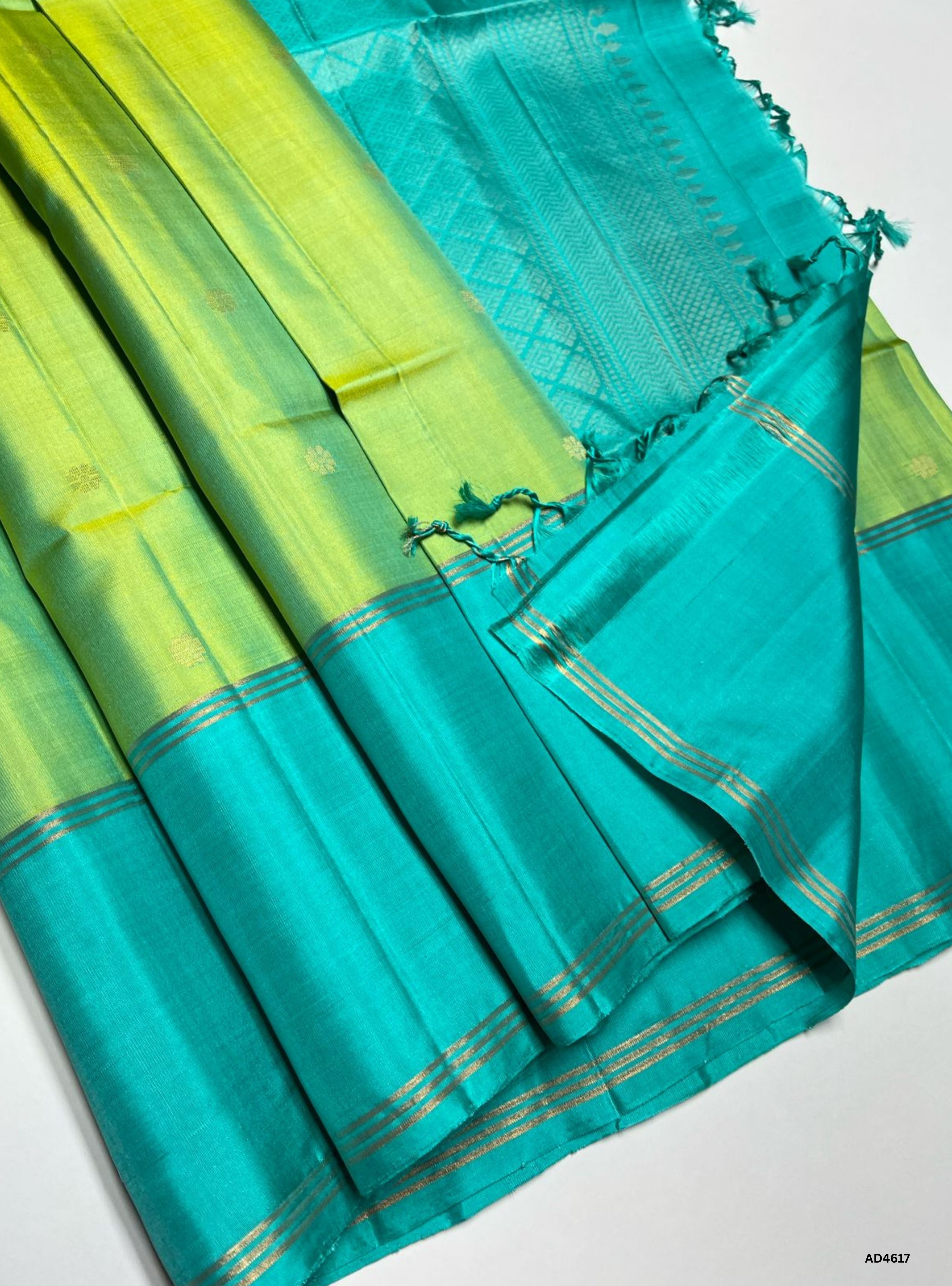 Dual Tone Green & Aqua Green - Soft Silk Saree