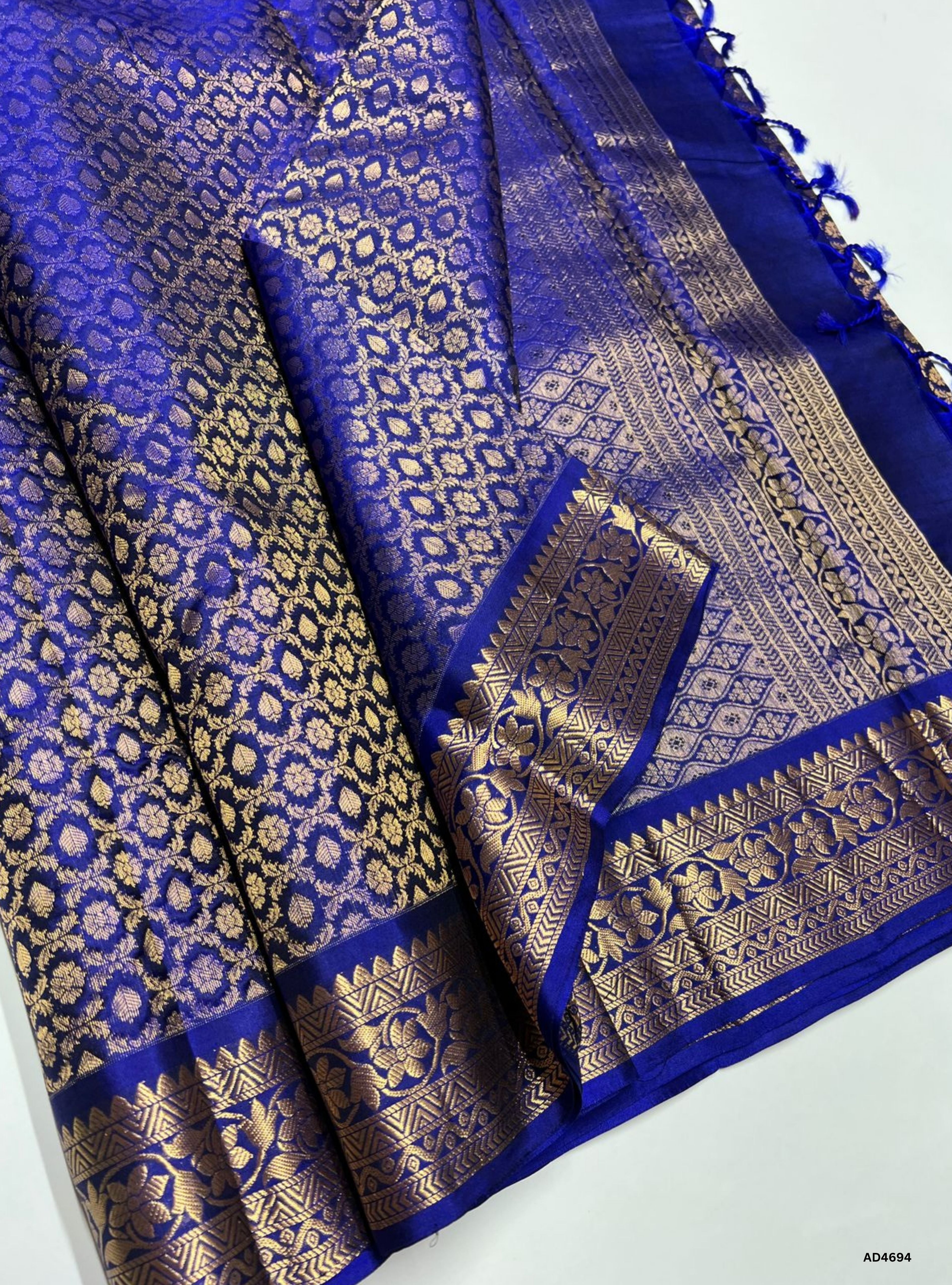 Blue - Empose Kanchi Border Soft Silk Saree