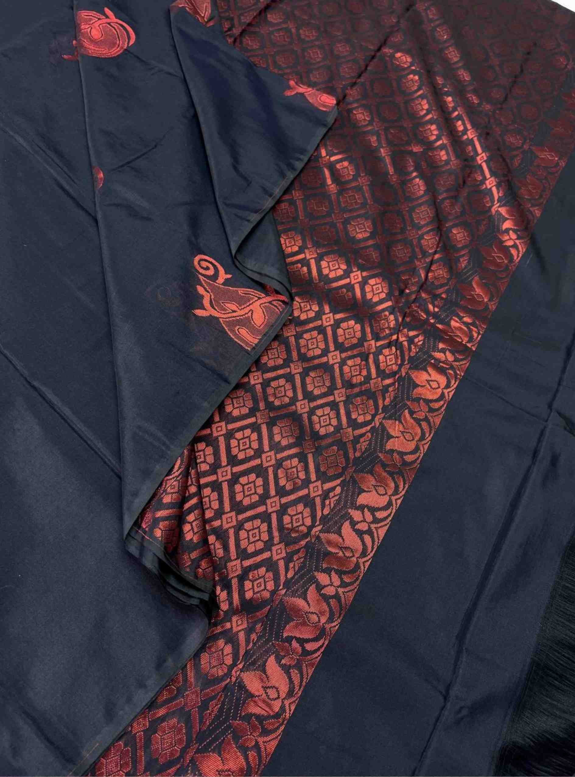 Soft Cotton Bhutta saree in Black color