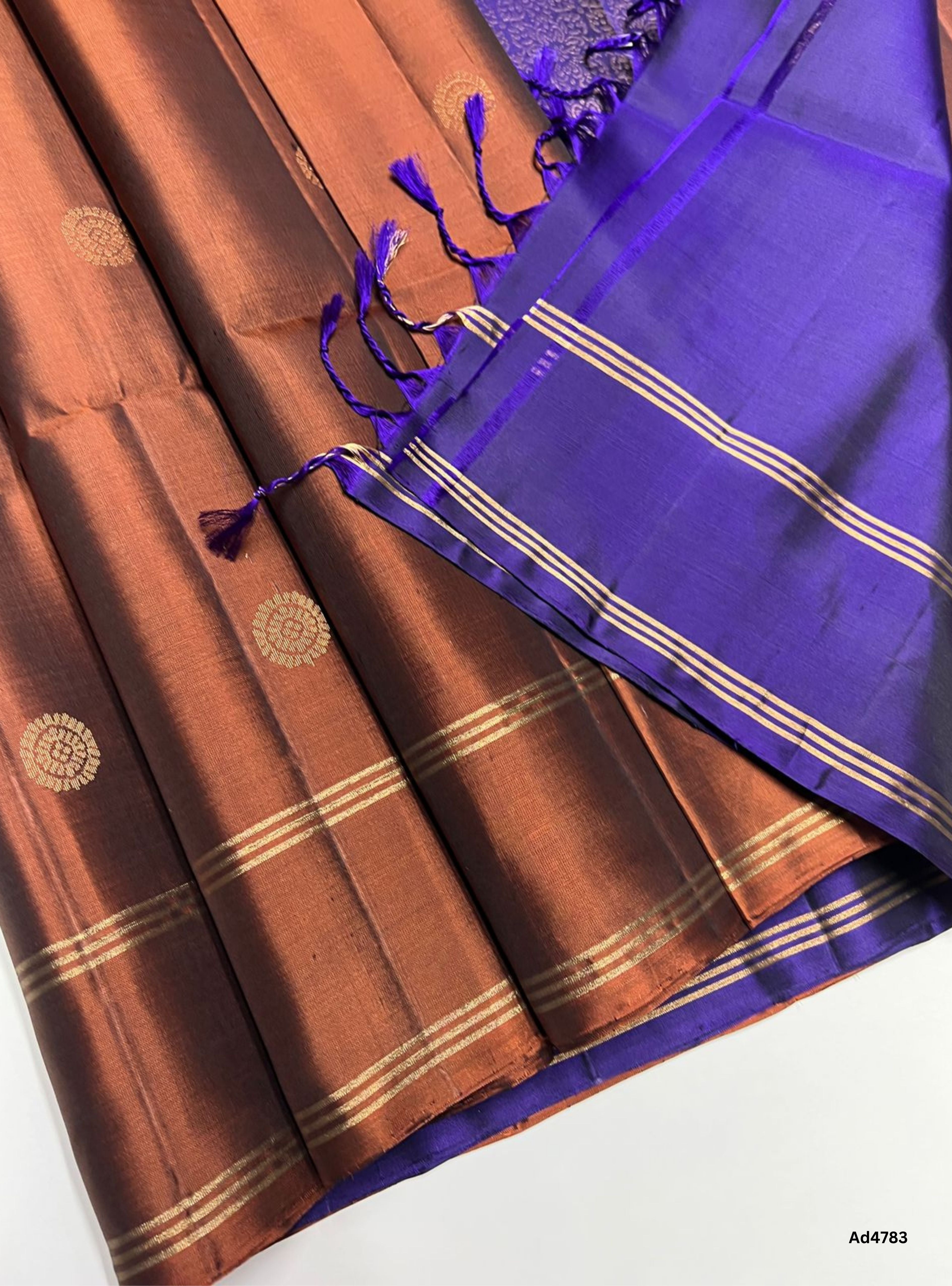 Saddle Brown & Purple - Soft Silk Saree