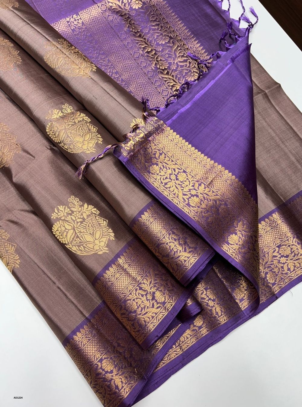 Coco Brown & Lavender - Soft Silk Saree