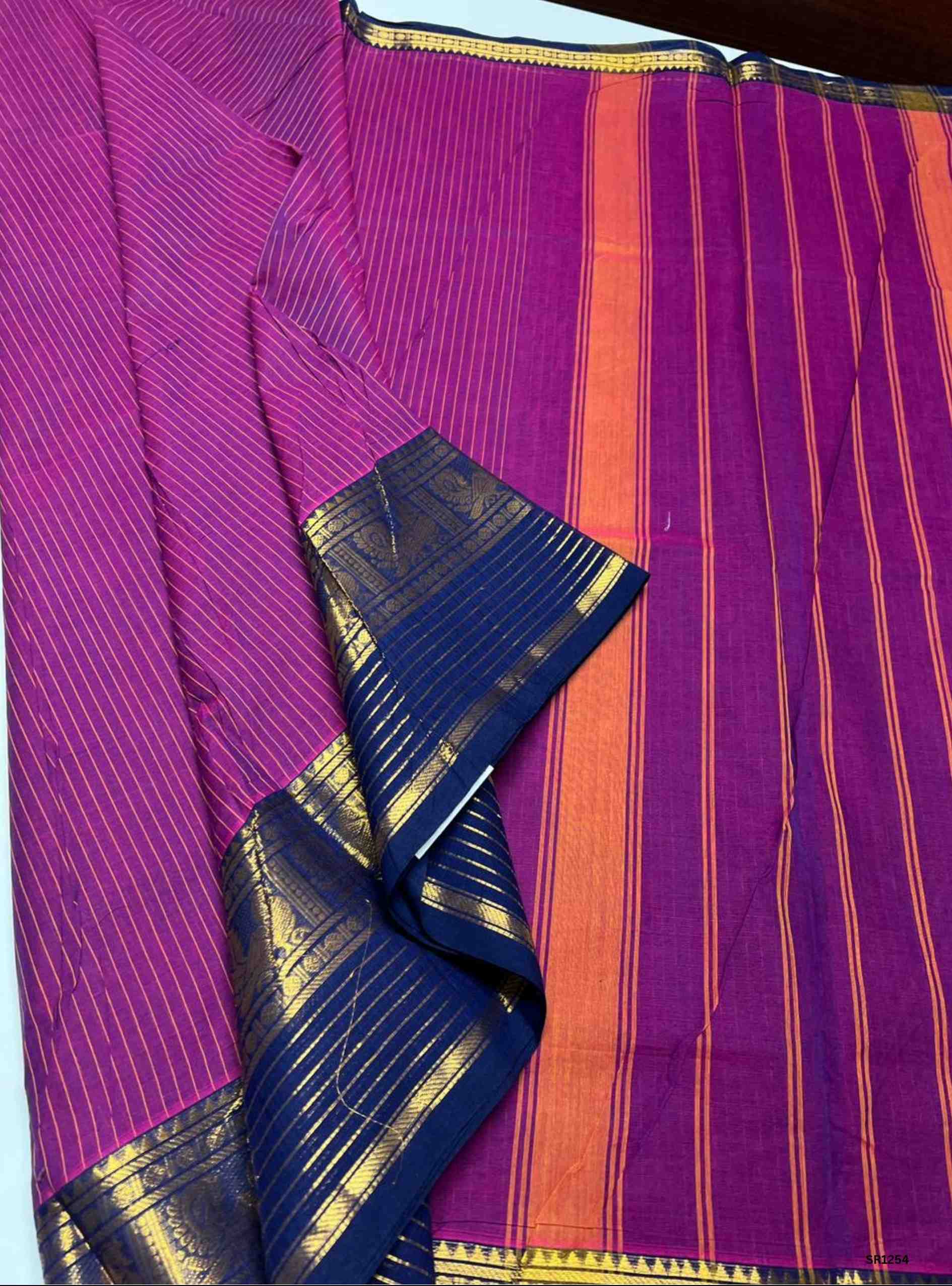 Vadamalli & Ink Blue - Kanchi Cotton Saree