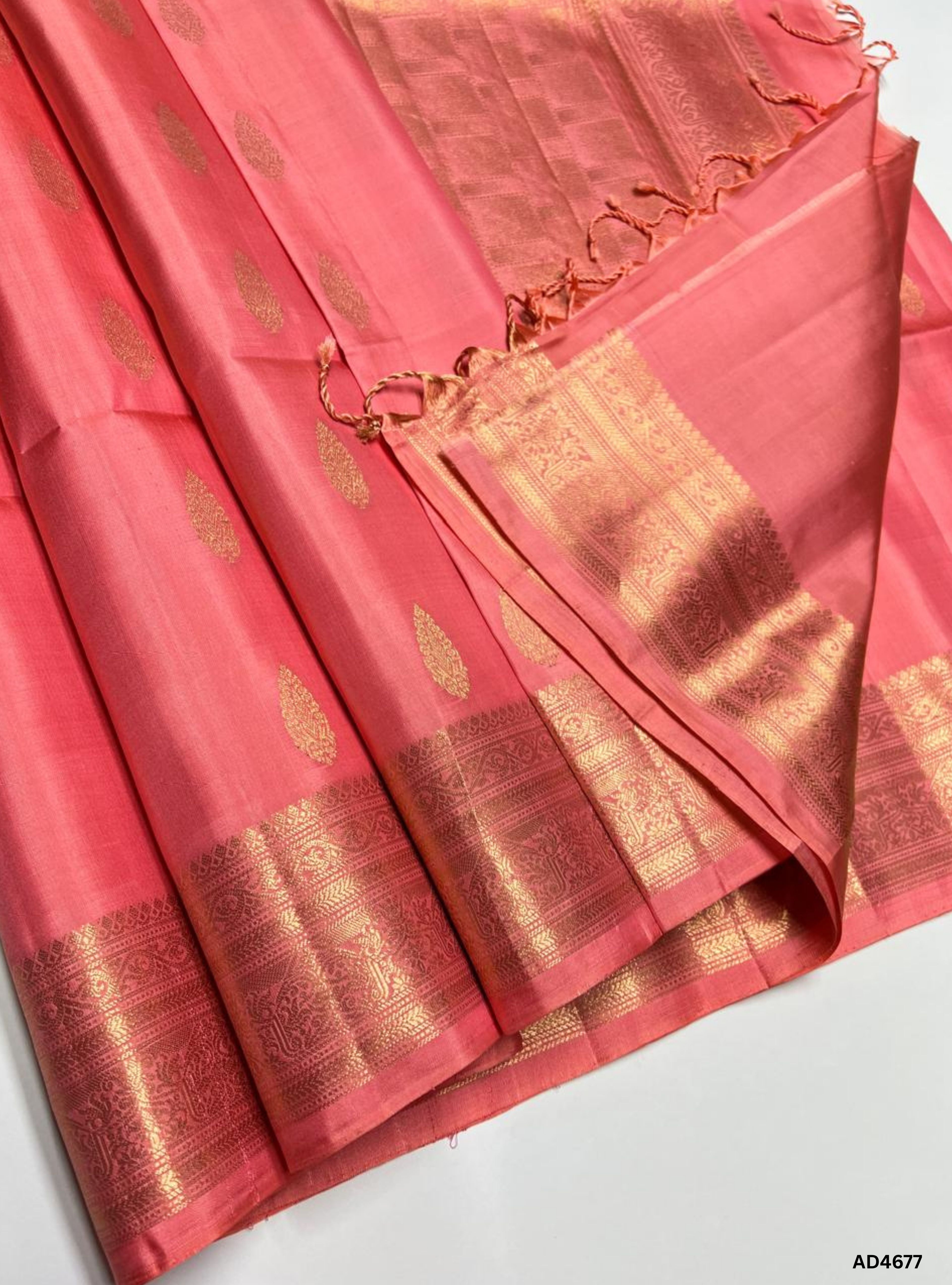 Peach - Kanchi Border Soft Silk Saree