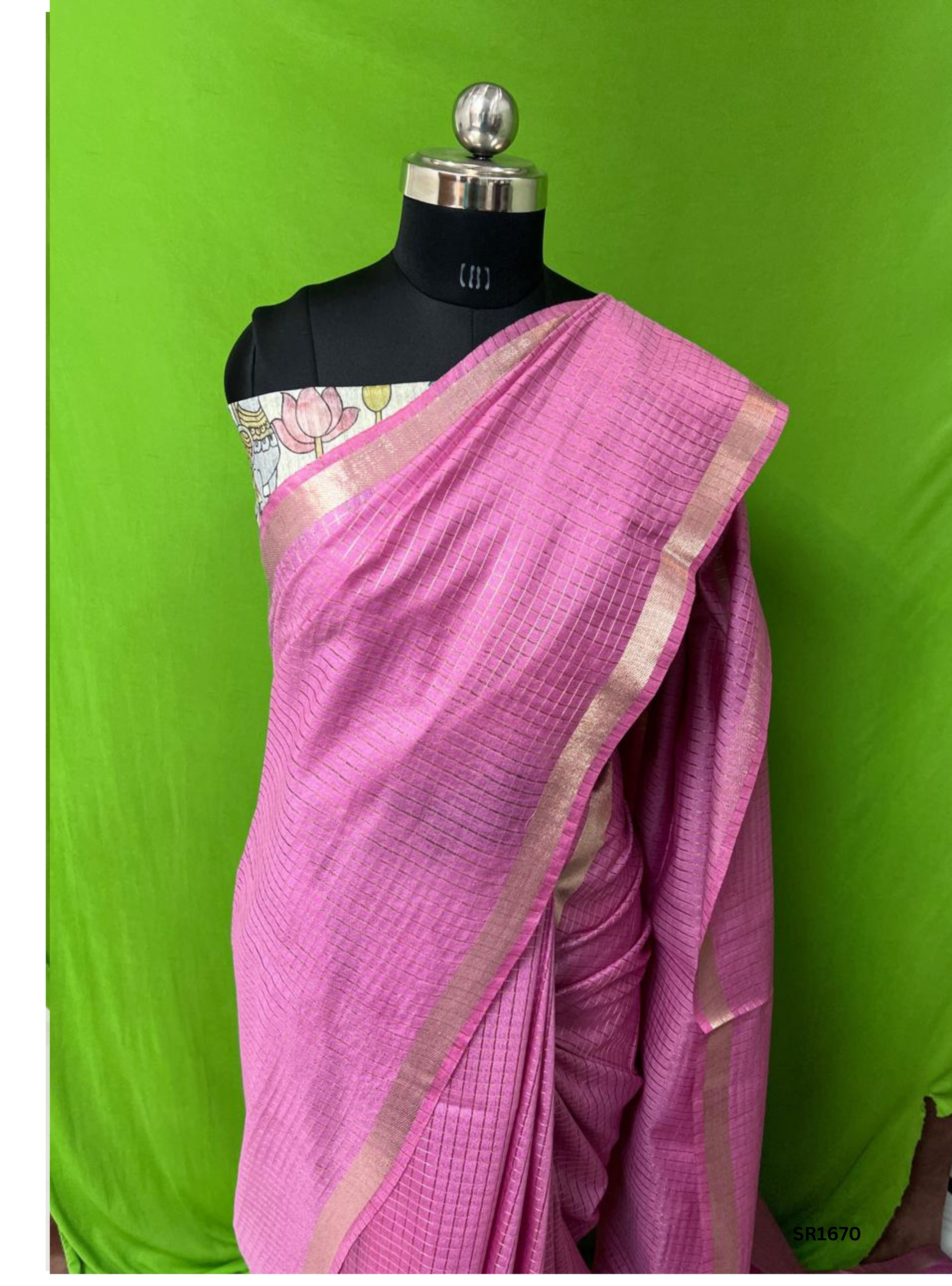 Bubble Gum Pink - Moonga Silk Saree