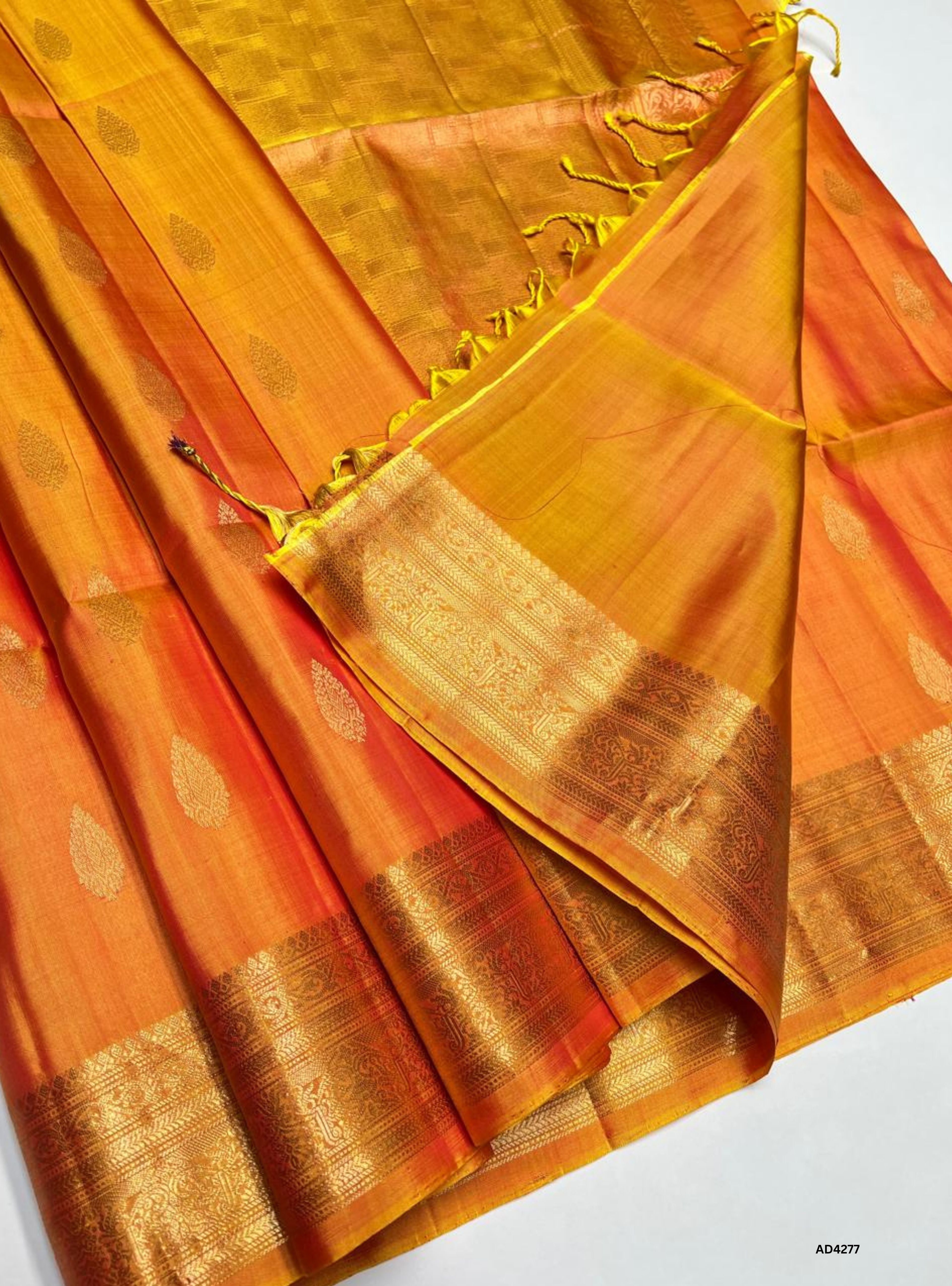 Pumpkin Orange - Kanchi Border Soft Silk Saree