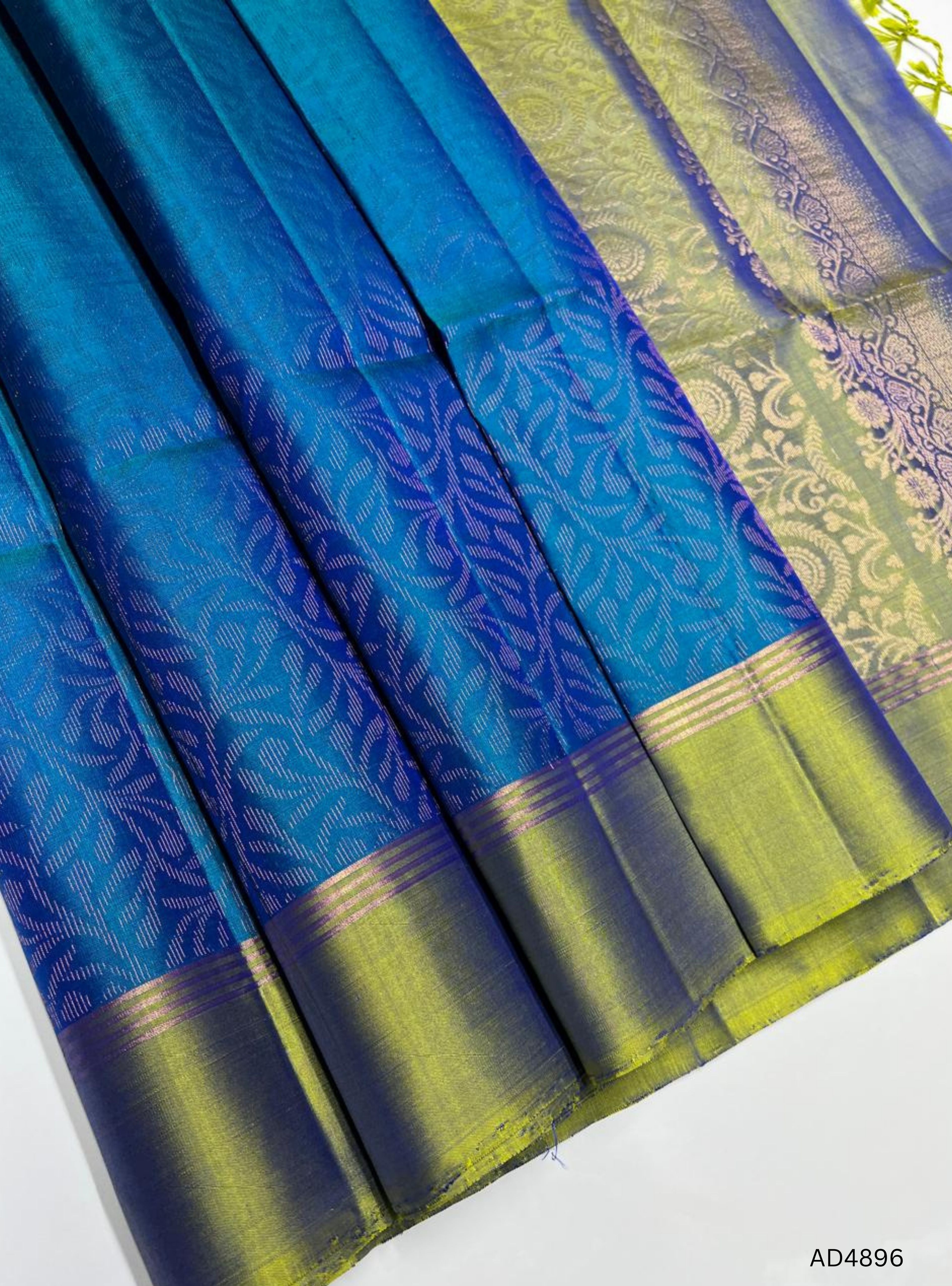 Peacock Blue & Olive Green - Soft Silk Bridal