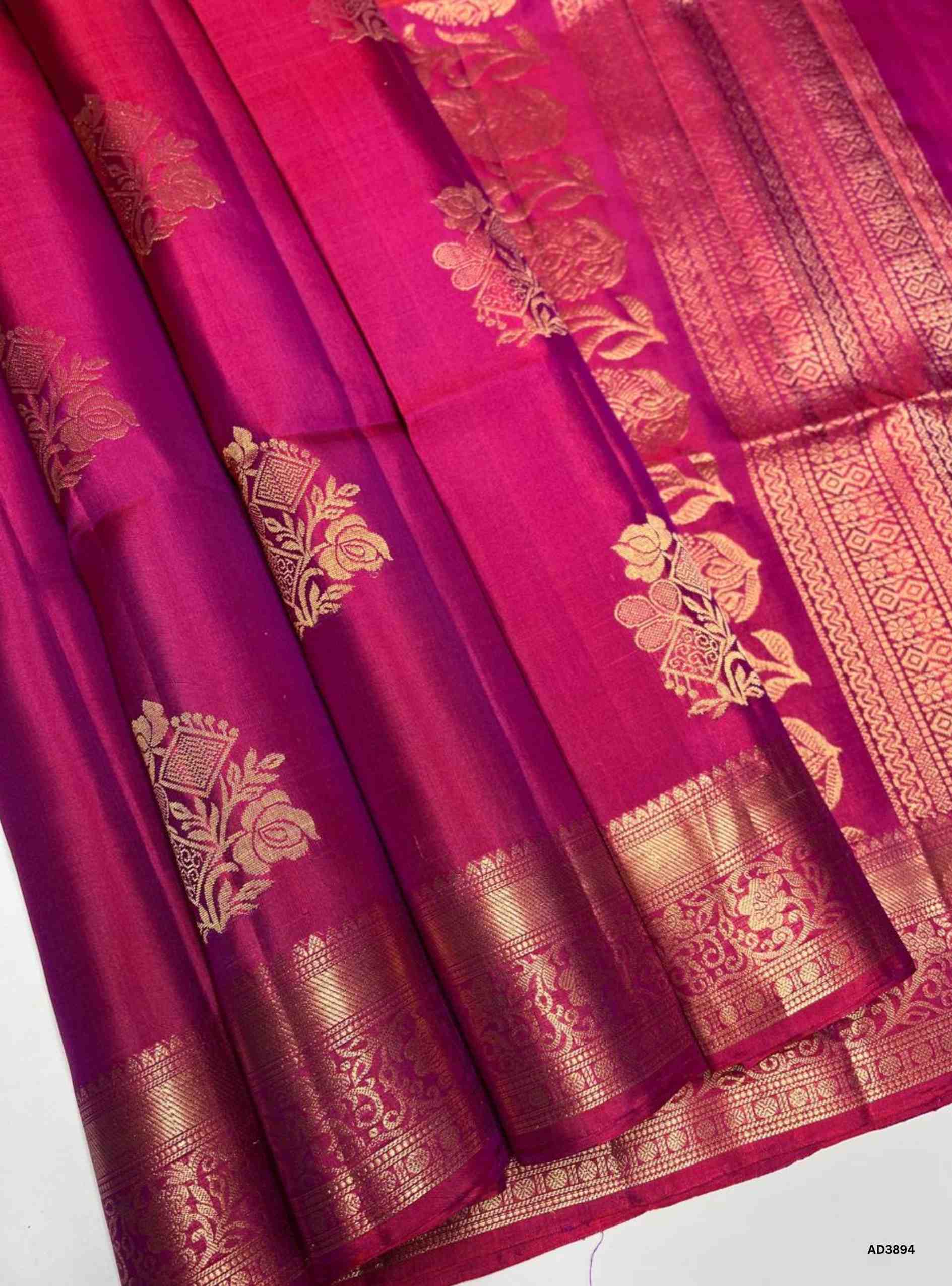 Reddish Pink - Kanchi Border Soft Silk Saree