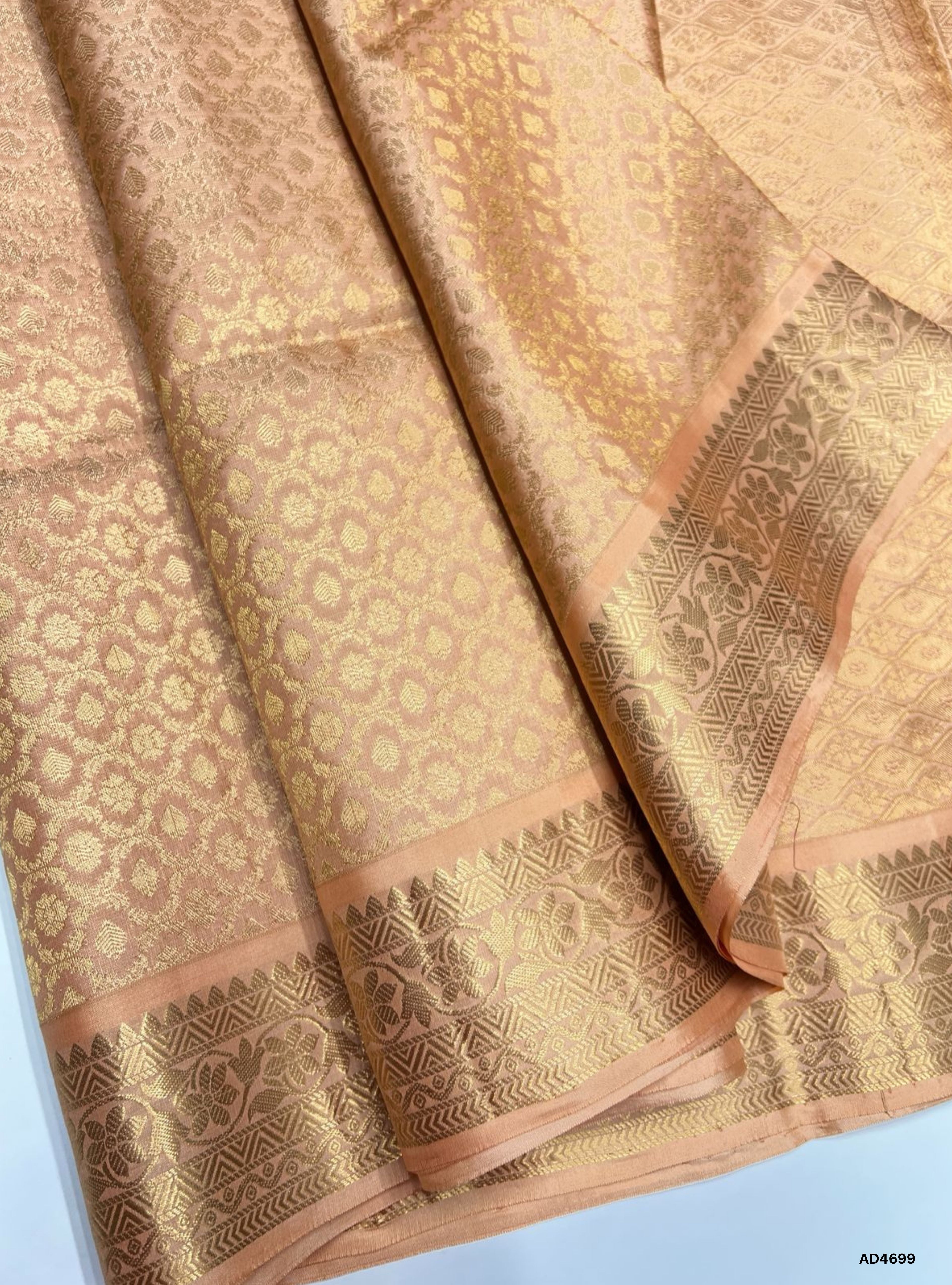 Caramel Ice Cream - Empose Kanchi Border Soft Silk Saree