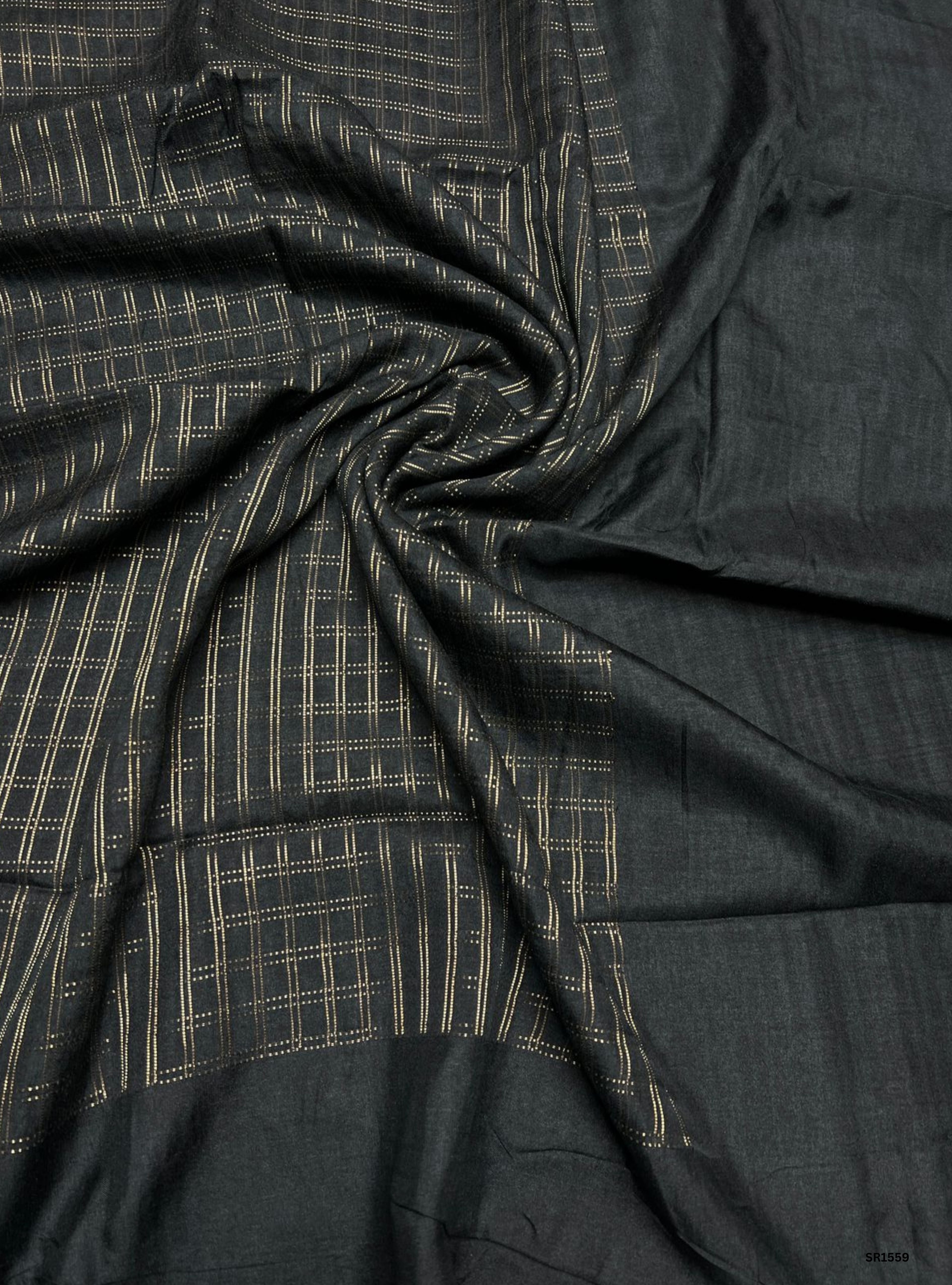 Black - Moonga Tussar Saree
