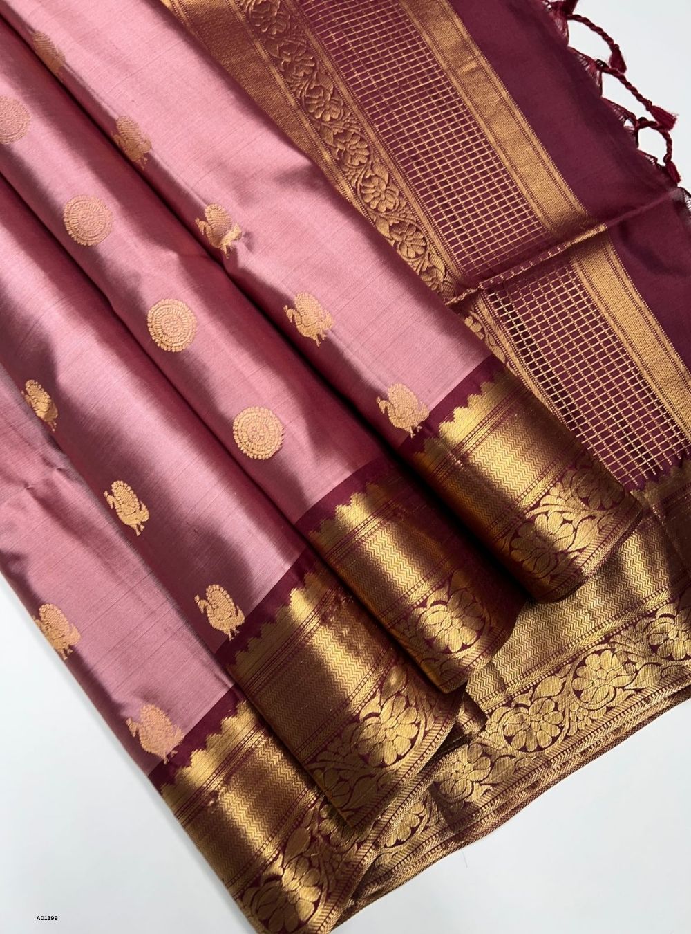 Dusty Rose & Maroon - Soft Silk Saree