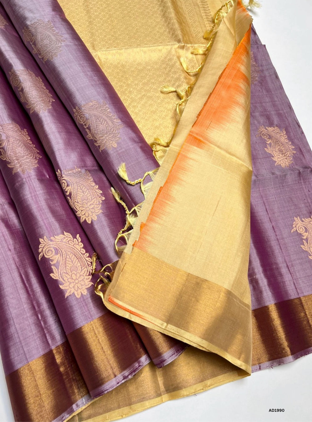 Pale Lavender & Cream - Soft Silk Saree
