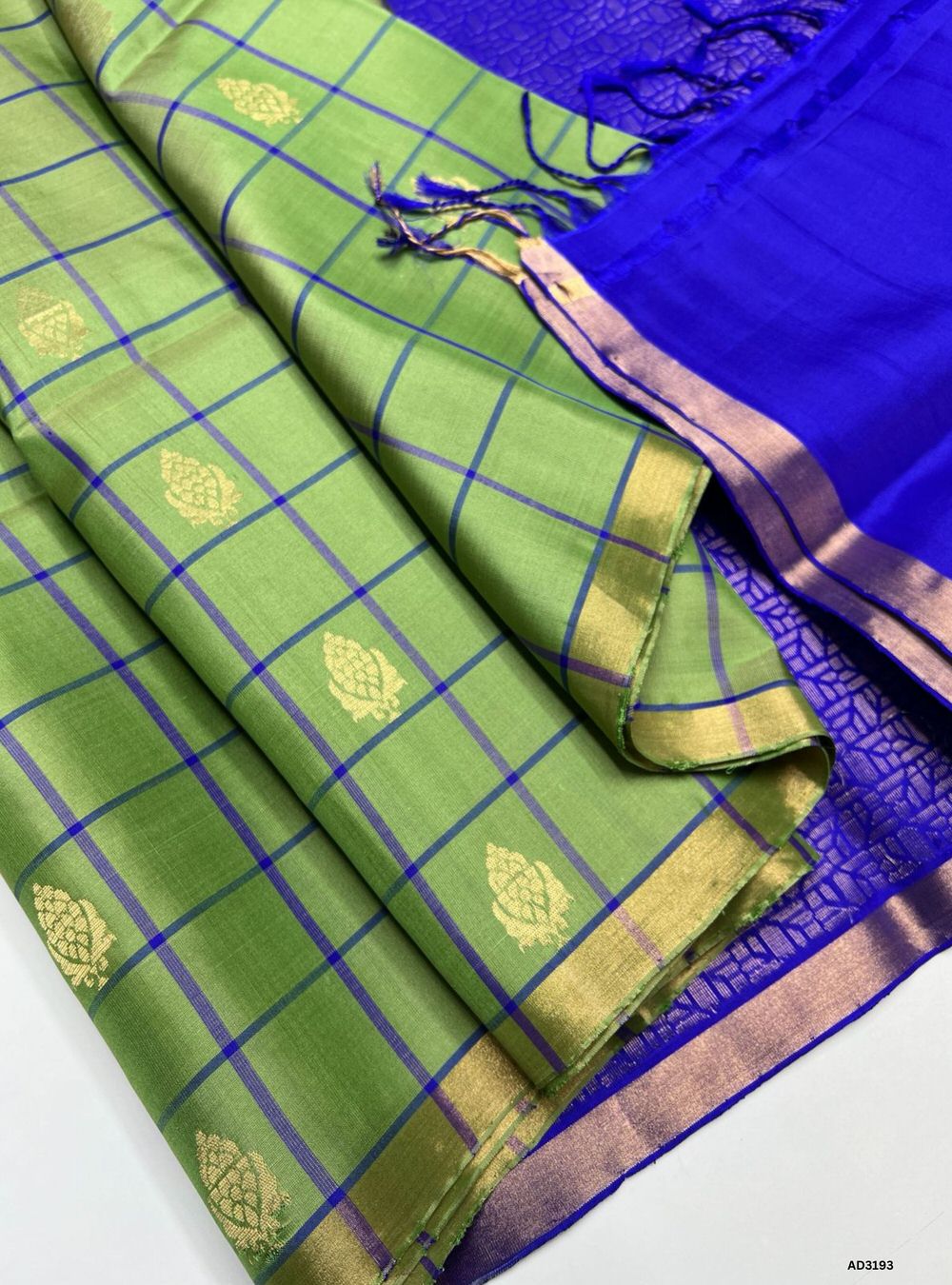 Green & Royal Blue - Soft Silk Saree