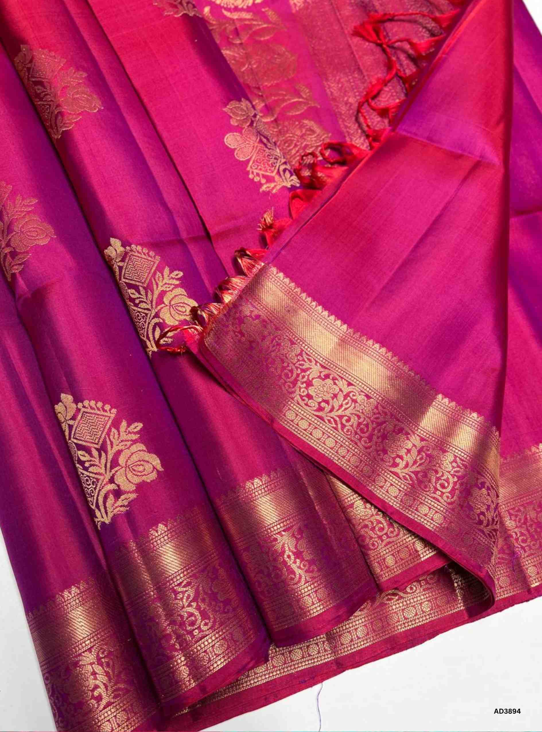 Reddish Pink - Kanchi Border Soft Silk Saree