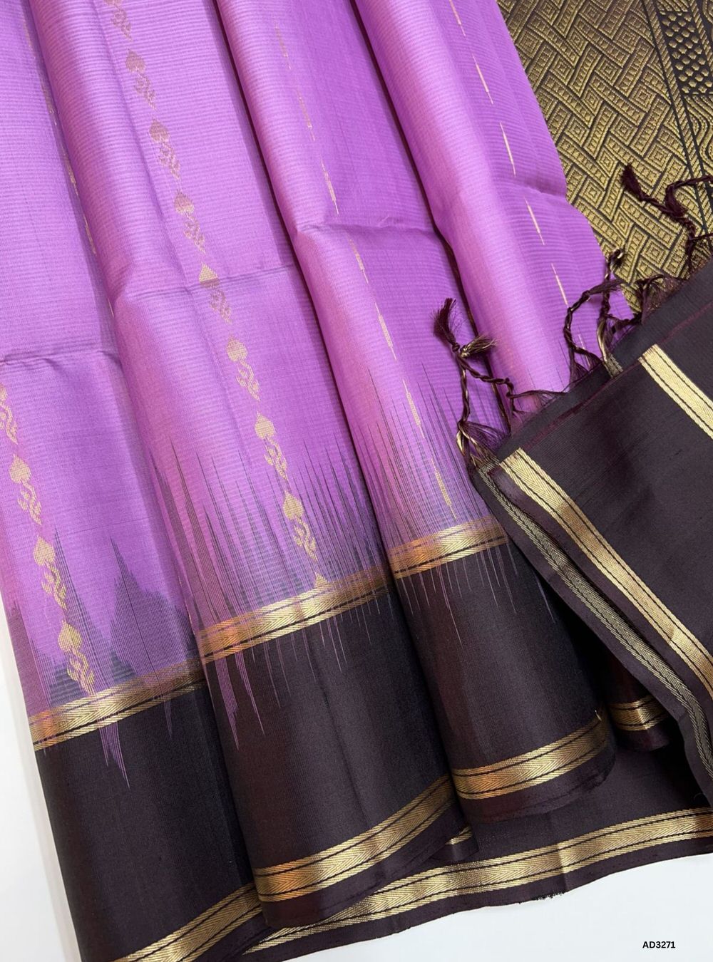 Lavender & Dark Coffee Brown - Soft Silk Saree