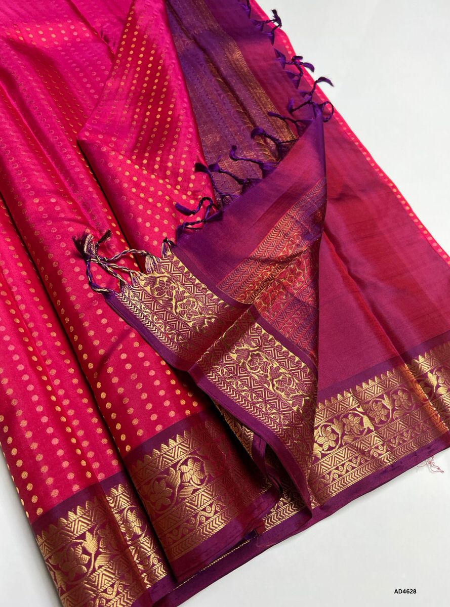 Rani Pink & Purple - Kanchi Border Soft Silk Saree