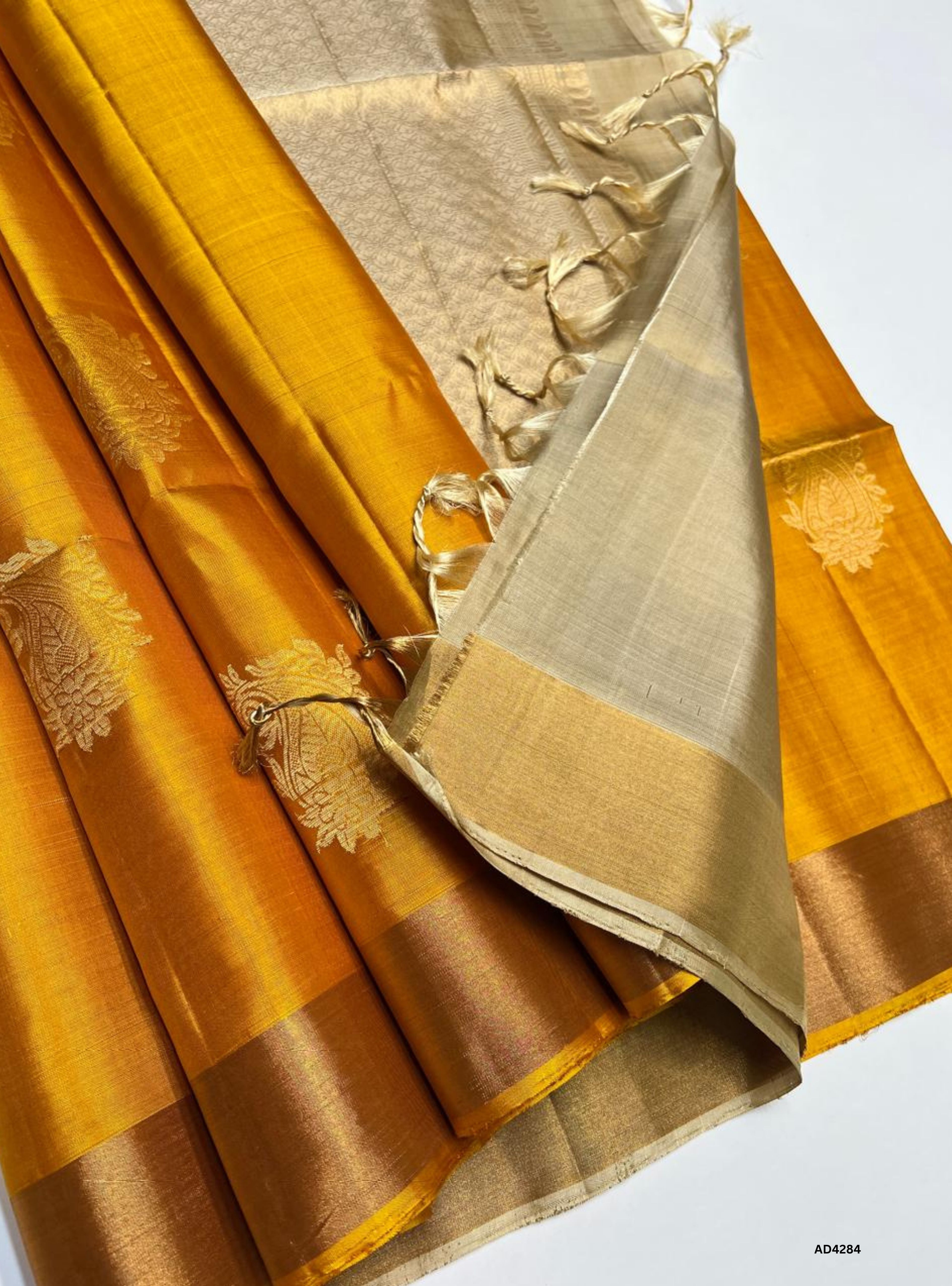 Yellow & Ivory - Soft Silk Saree