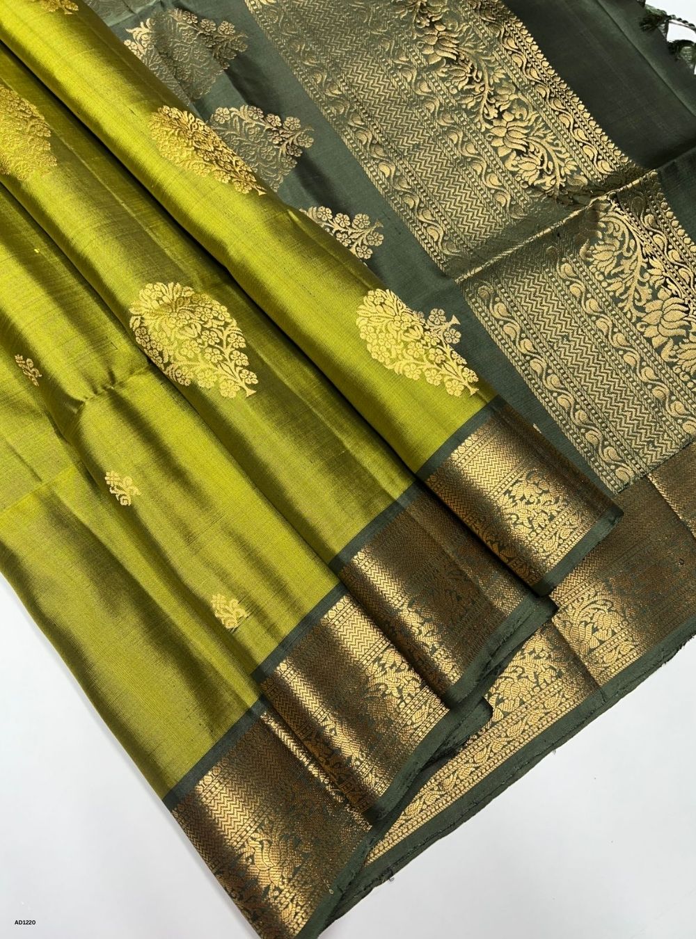 Green Gram & Olive Green - Soft Silk Saree