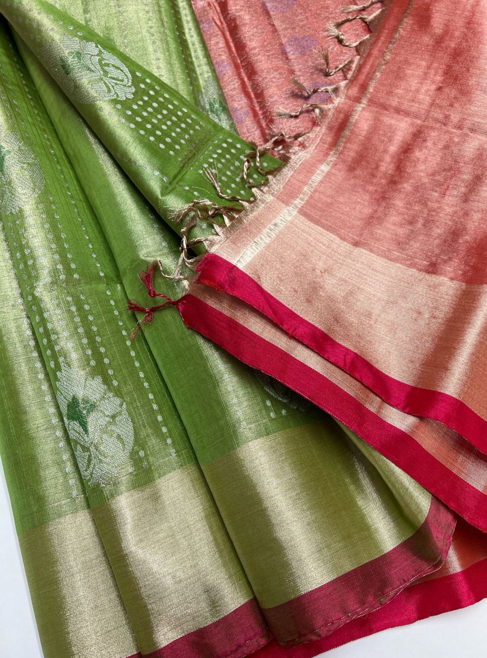 Elachi Green & Orange - Tissue Uppada Saree