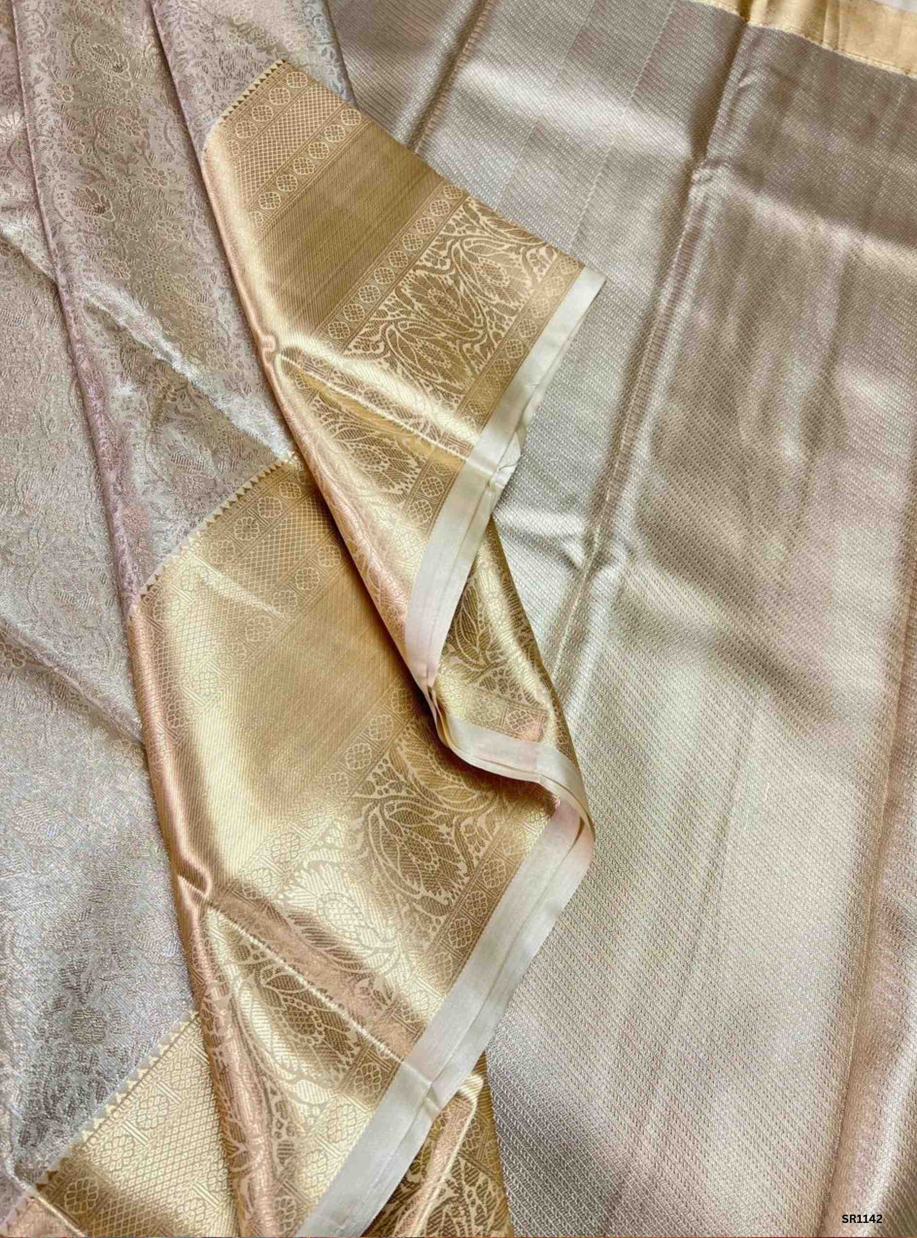 Cream - Semi Silk Saree