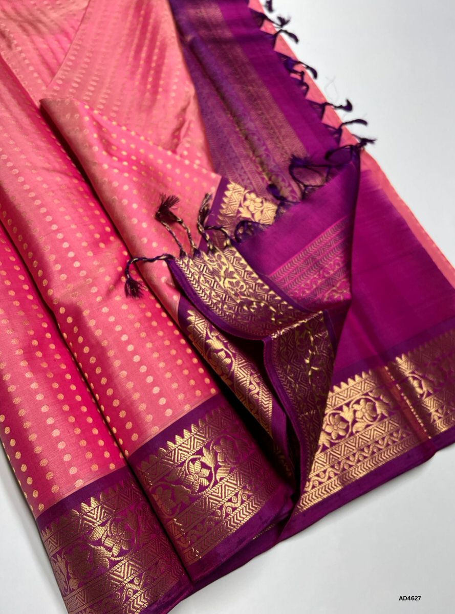 Pink & Purple - Kanchi Border Soft Silk Saree
