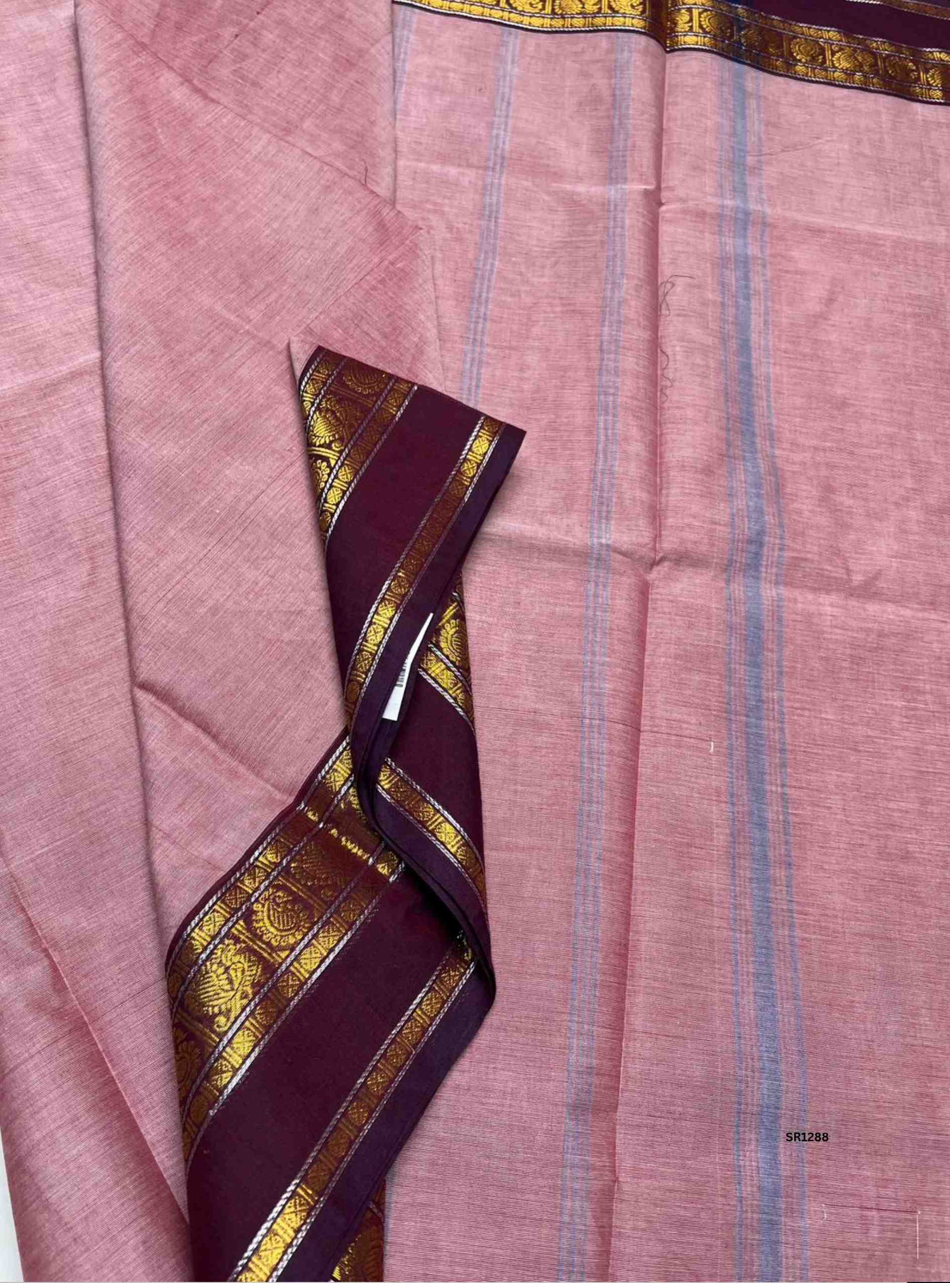 Onion Pink & Maroon - Kanchi Cotton Saree