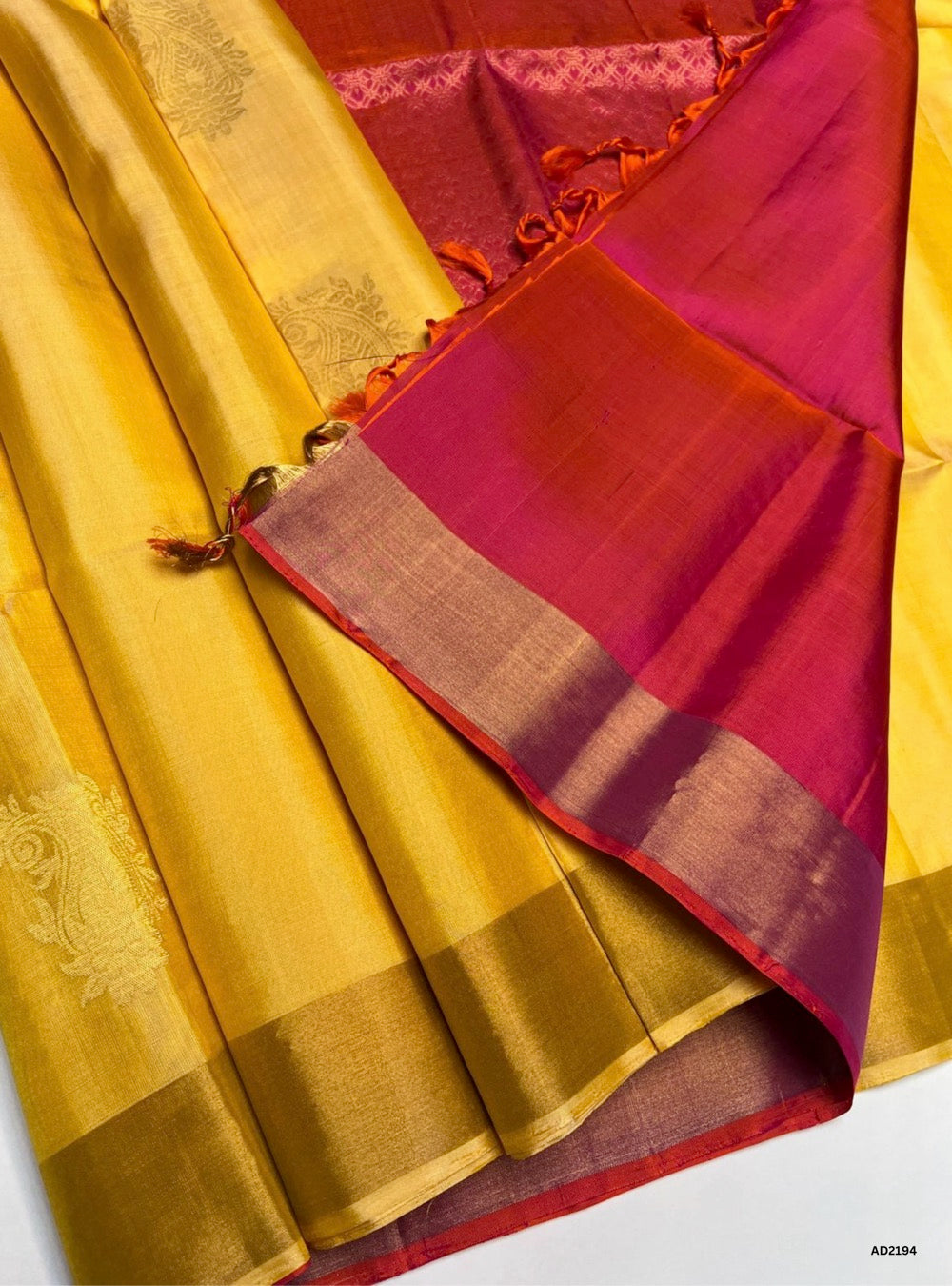 Sandal & Orangish Pink - Soft Silk Saree