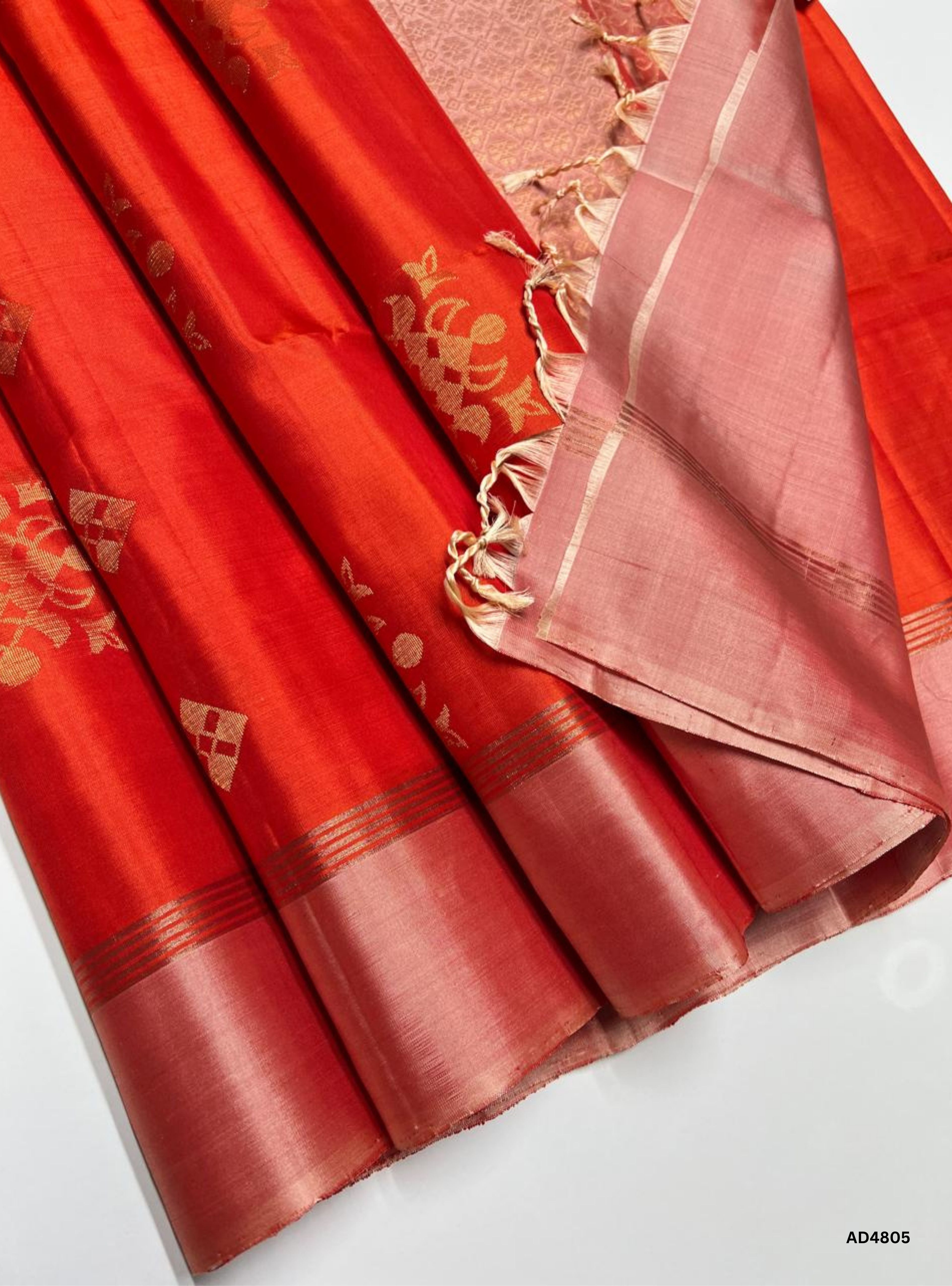 Orange & Peach - Soft Silk Saree