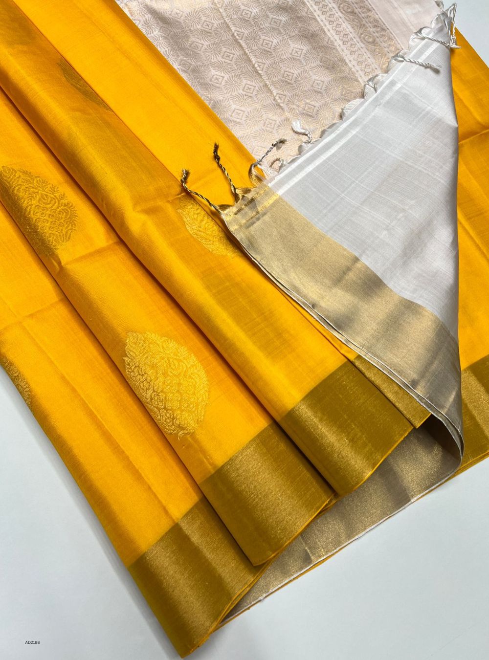 Yellow & White - Soft Silk Saree