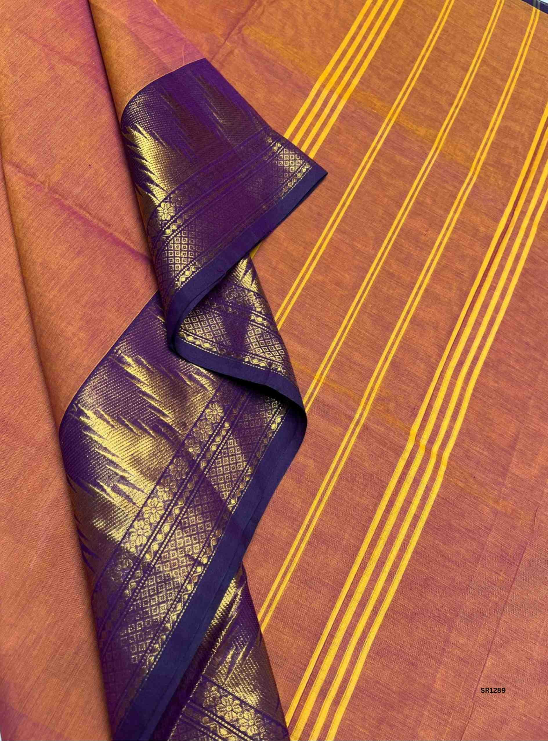Peach & Purple - Kanchi Cotton Saree