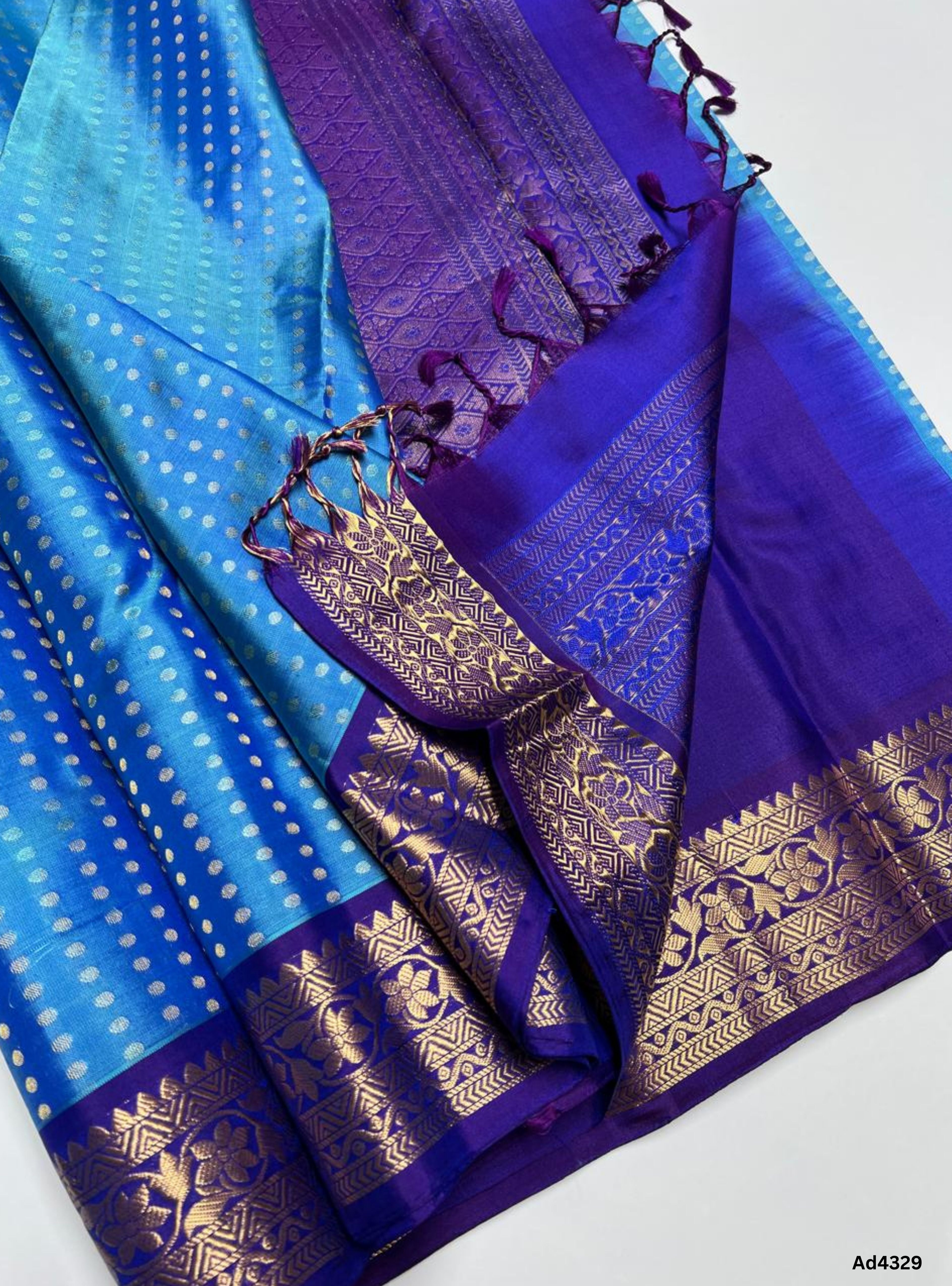 Violet & Green - Soft Silk Saree